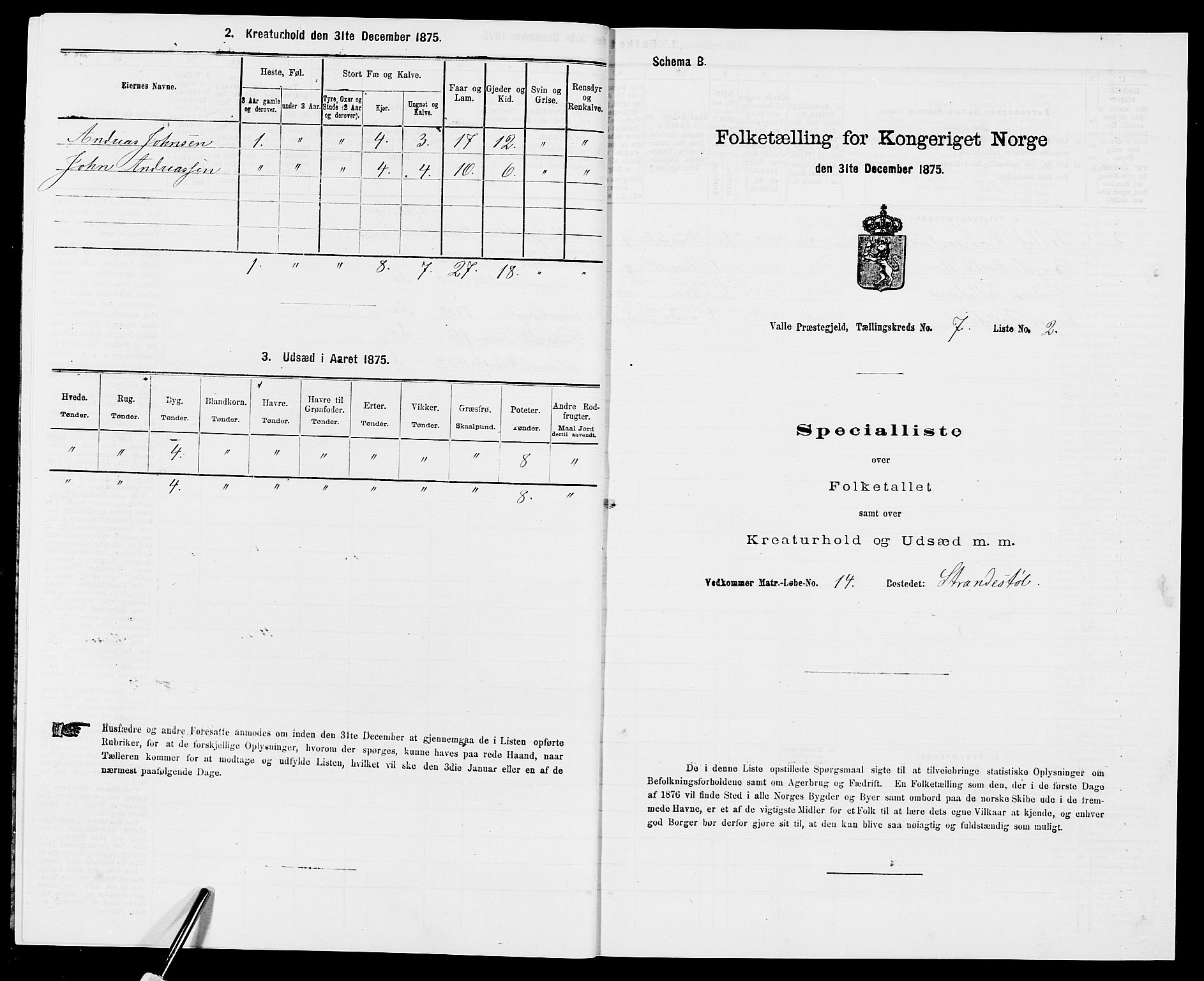 SAK, 1875 census for 0940P Valle, 1875, p. 668