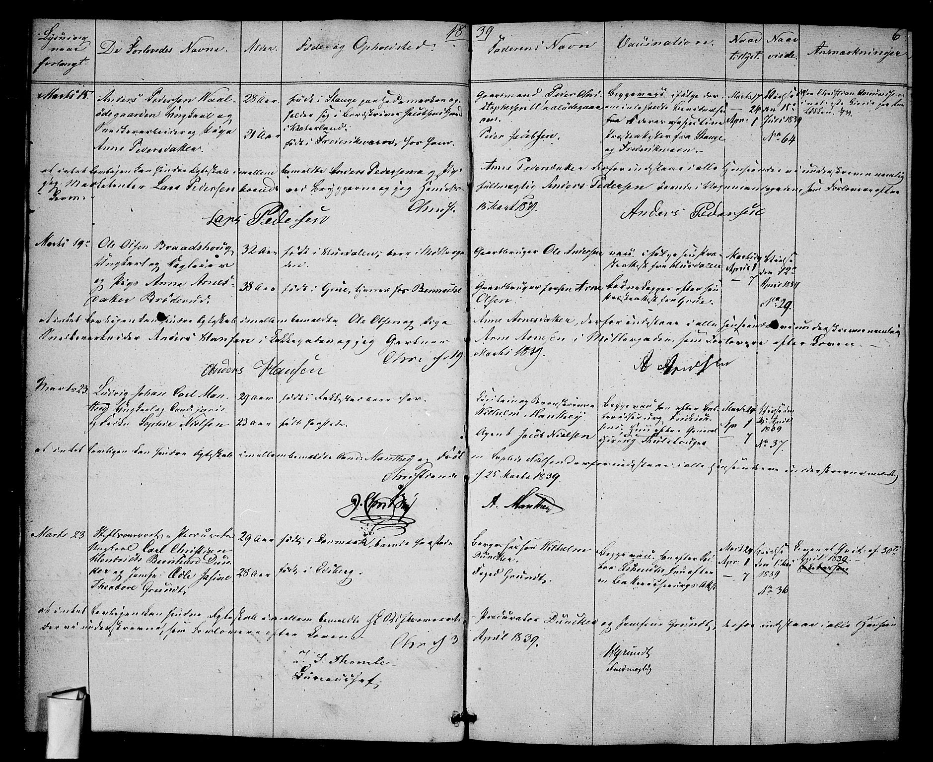Oslo domkirke Kirkebøker, AV/SAO-A-10752/L/La/L0016: Best man's statements no. 16, 1839-1842, p. 6