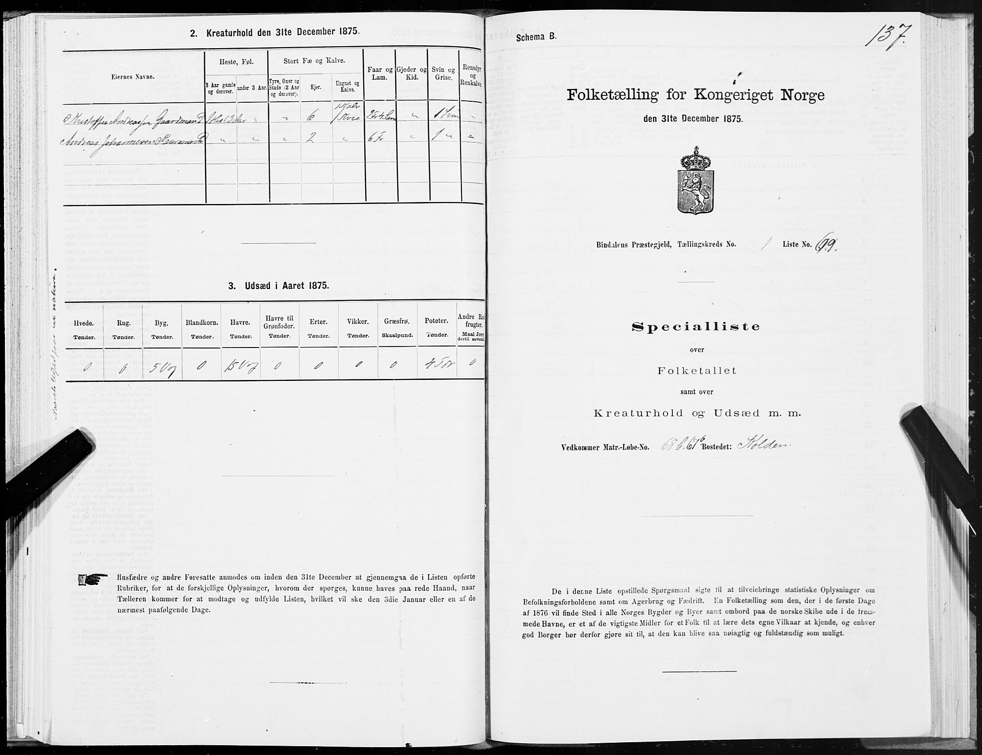 SAT, 1875 census for 1811P Bindal, 1875, p. 1137