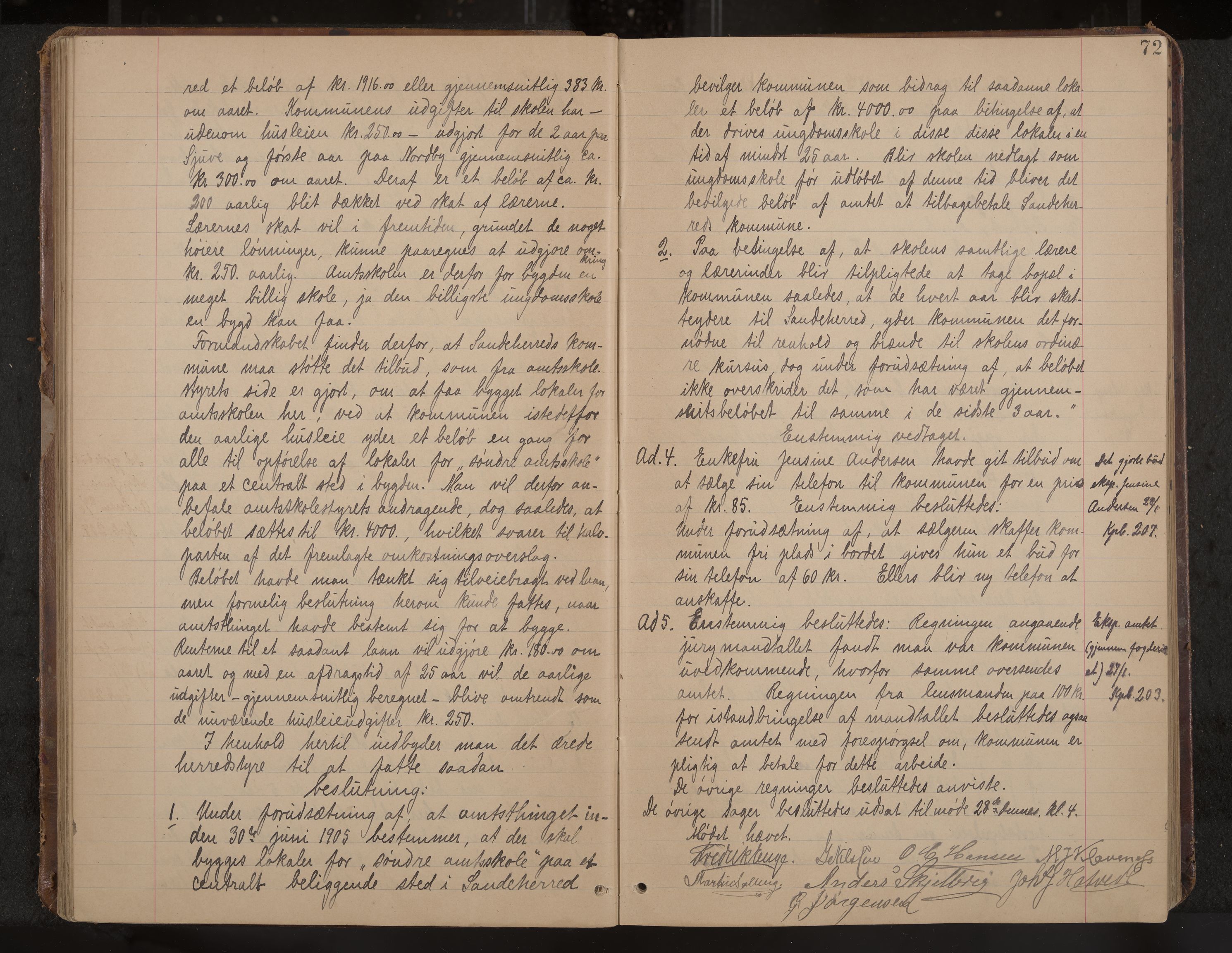 Sandar formannskap og sentraladministrasjon, IKAK/0724021/A/Aa/L0003: Møtebok med register, 1900-1907, p. 72