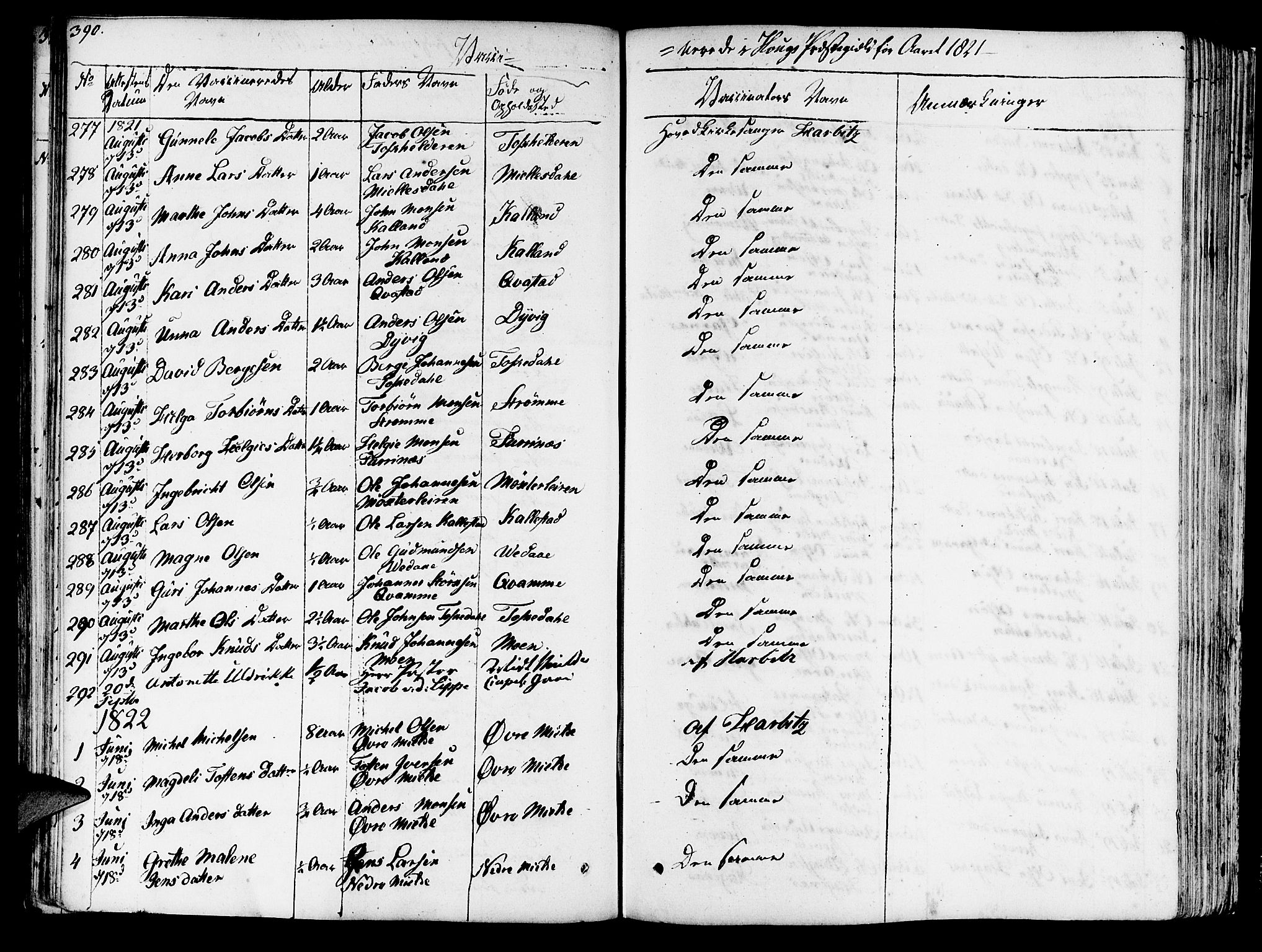 Haus sokneprestembete, AV/SAB-A-75601/H/Haa: Parish register (official) no. A 13, 1821-1827, p. 390