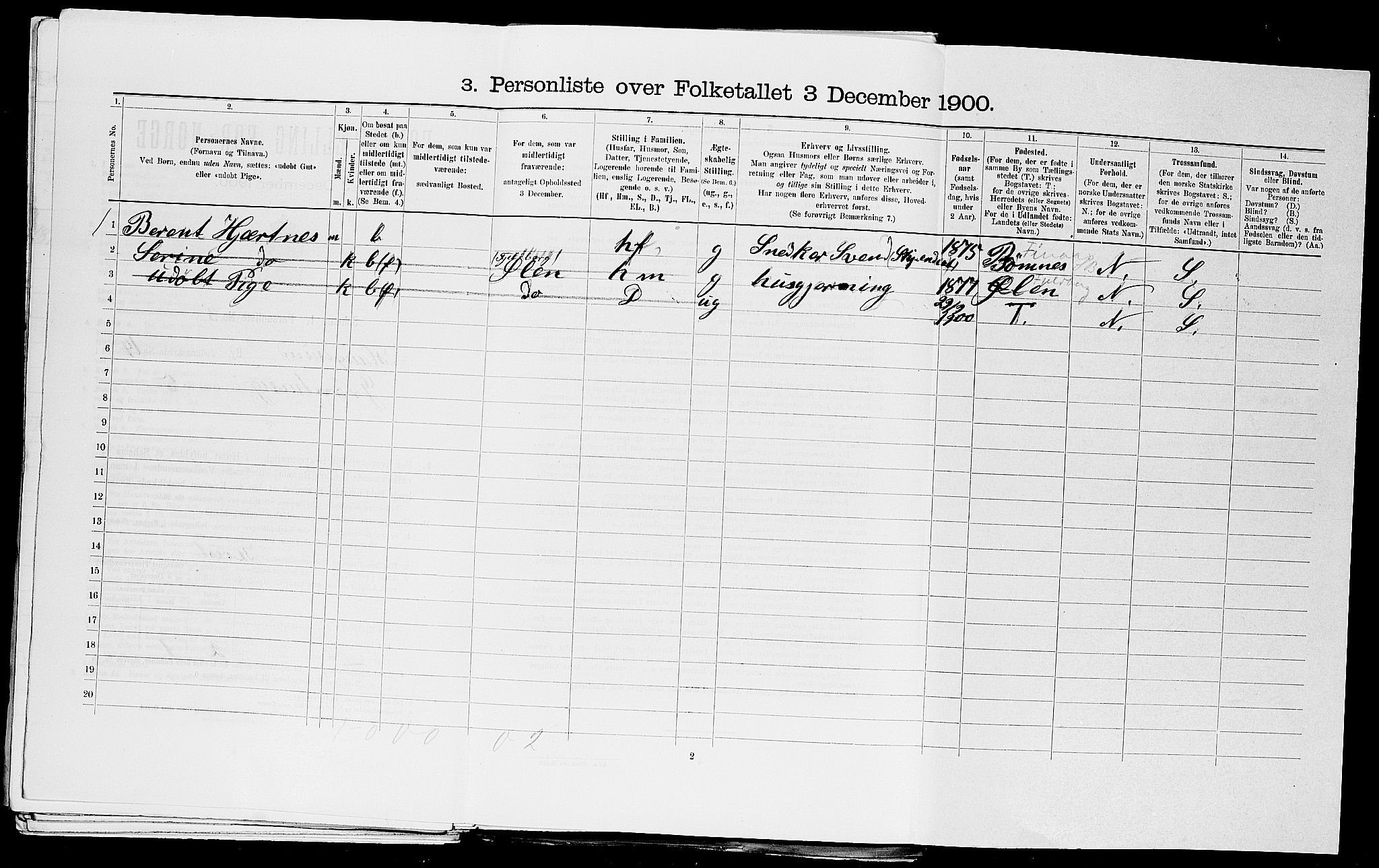 SAST, 1900 census for Haugesund, 1900, p. 2307