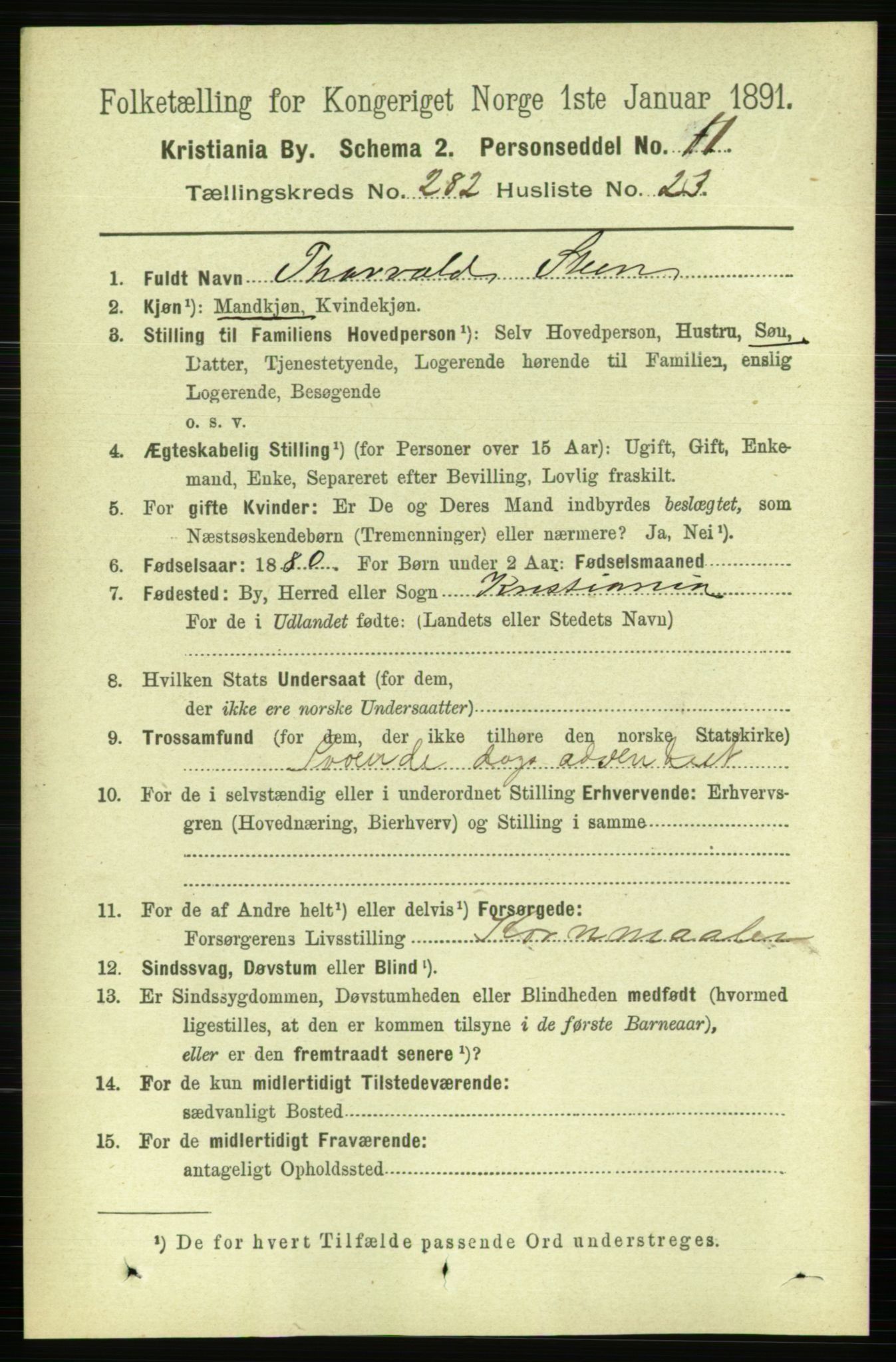 RA, 1891 census for 0301 Kristiania, 1891, p. 172446