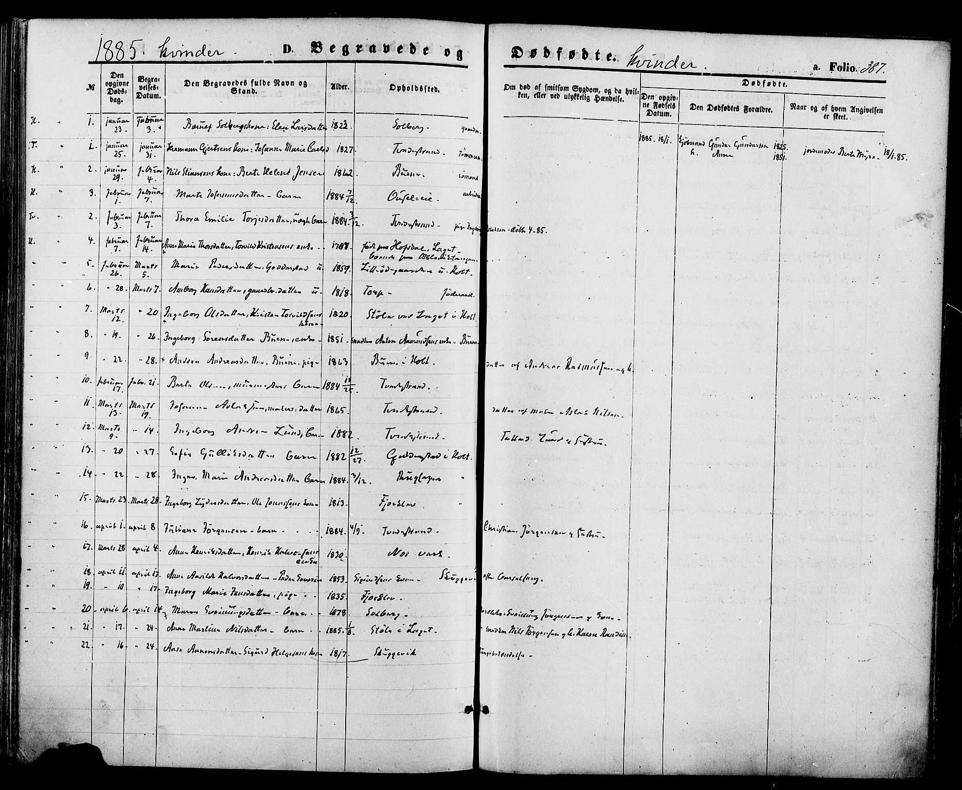 Holt sokneprestkontor, AV/SAK-1111-0021/F/Fa/L0010: Parish register (official) no. A 10, 1872-1885, p. 387