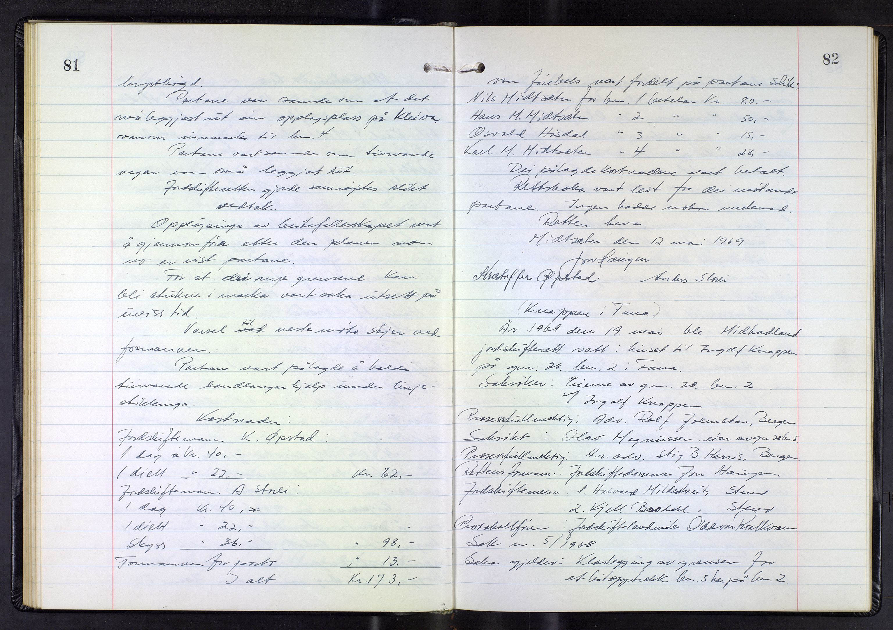 Hordaland jordskiftedøme - III Midhordland jordskiftedistrikt, AV/SAB-A-7001/A/Aa/L0039: Forhandlingsprotokoll, 1968-1972, p. 81-82