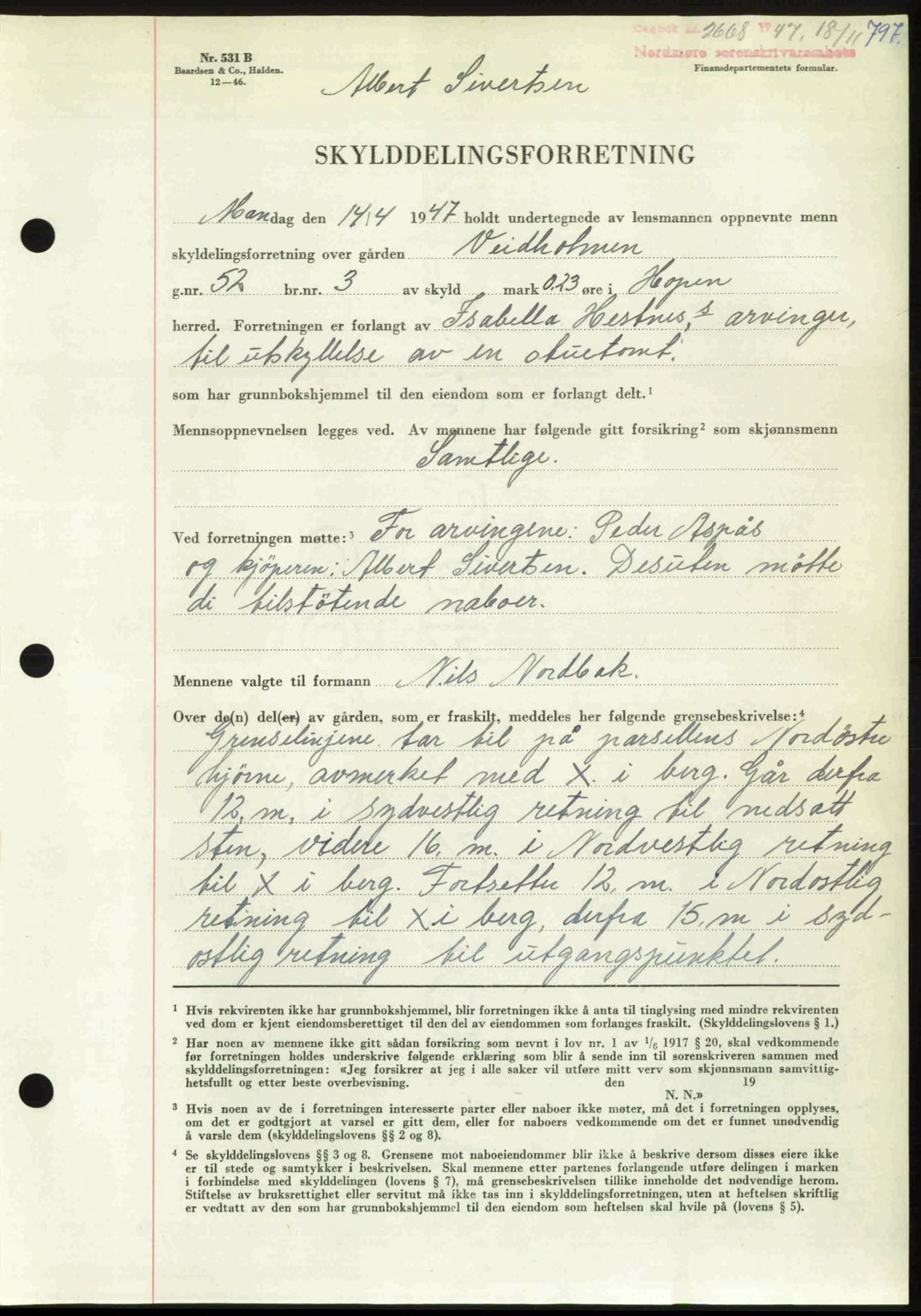 Nordmøre sorenskriveri, AV/SAT-A-4132/1/2/2Ca: Mortgage book no. A106, 1947-1947, Diary no: : 2668/1947