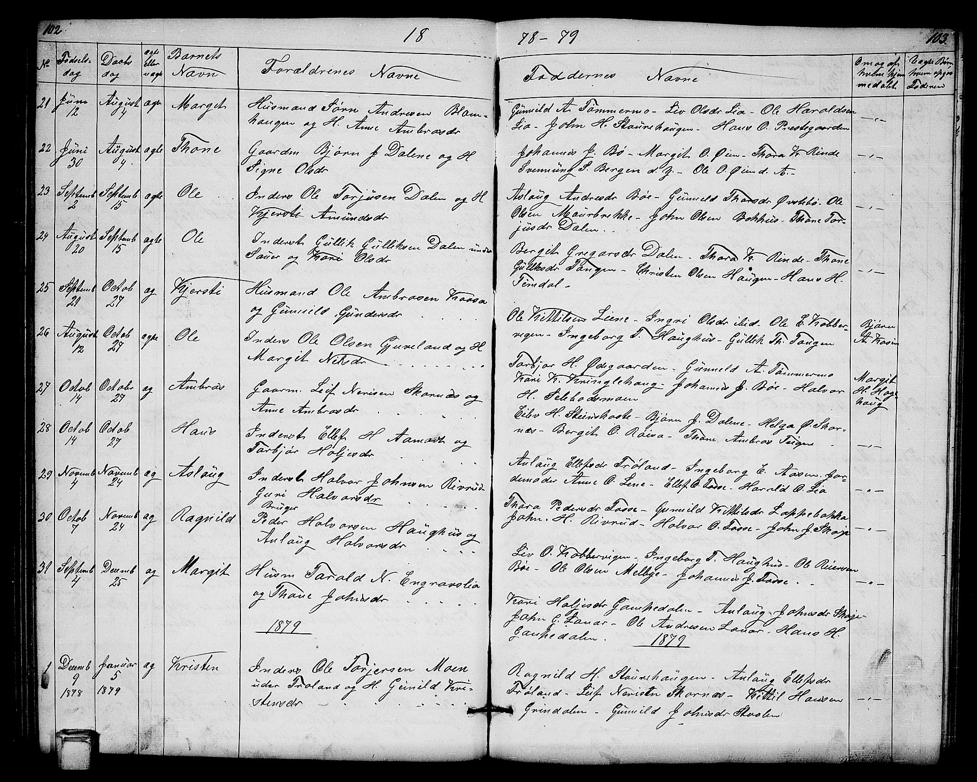 Hjartdal kirkebøker, SAKO/A-270/G/Gb/L0002: Parish register (copy) no. II 2, 1854-1884, p. 102-103