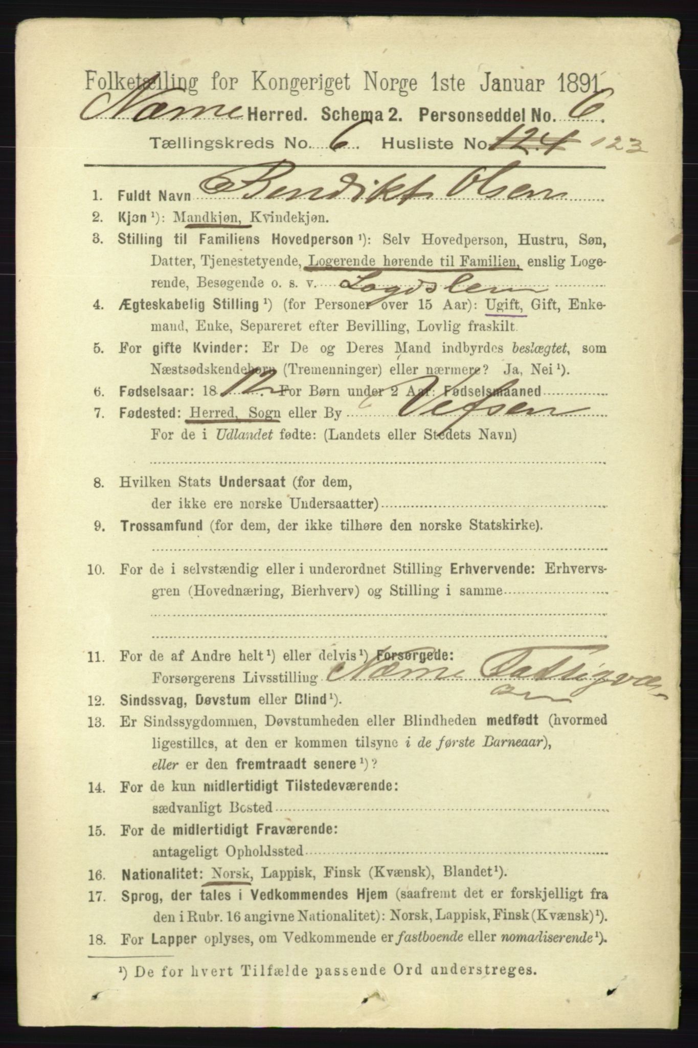 RA, 1891 census for 1828 Nesna, 1891, p. 4107