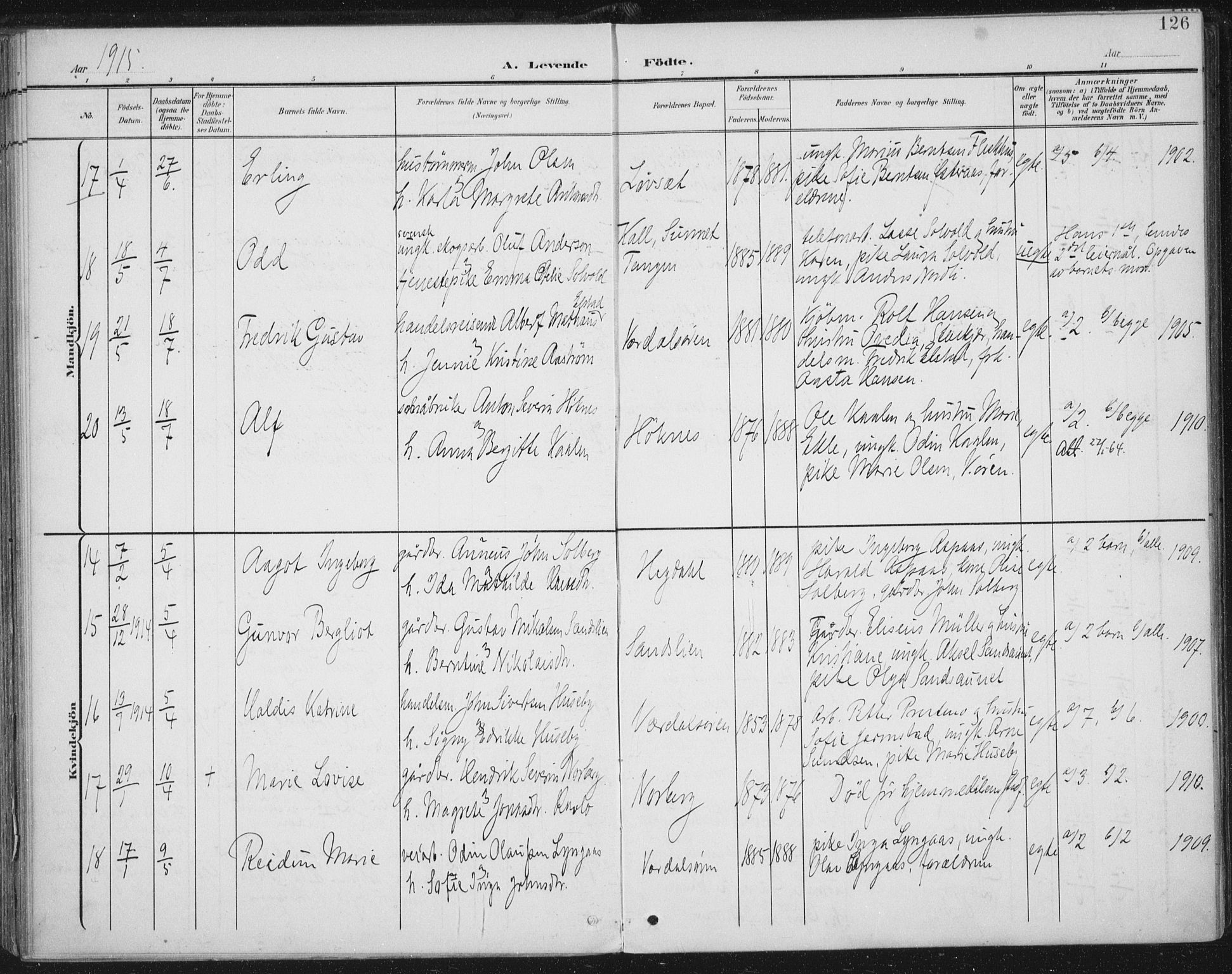 Ministerialprotokoller, klokkerbøker og fødselsregistre - Nord-Trøndelag, AV/SAT-A-1458/723/L0246: Parish register (official) no. 723A15, 1900-1917, p. 126