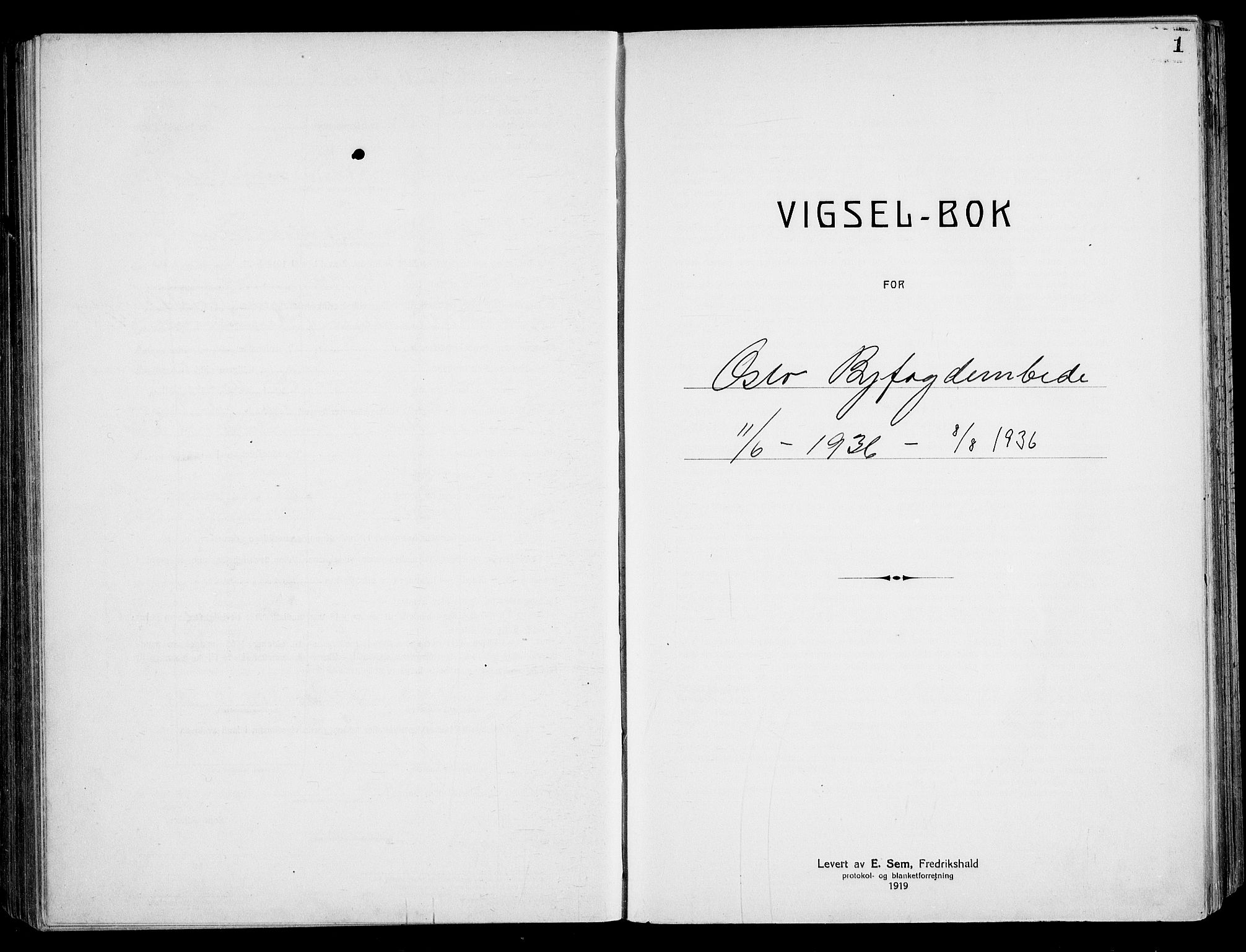 Oslo byfogd avd. I, SAO/A-10220/L/Lb/Lbb/L0026: Notarialprotokoll, rekke II: Vigsler, 1936, p. 1a