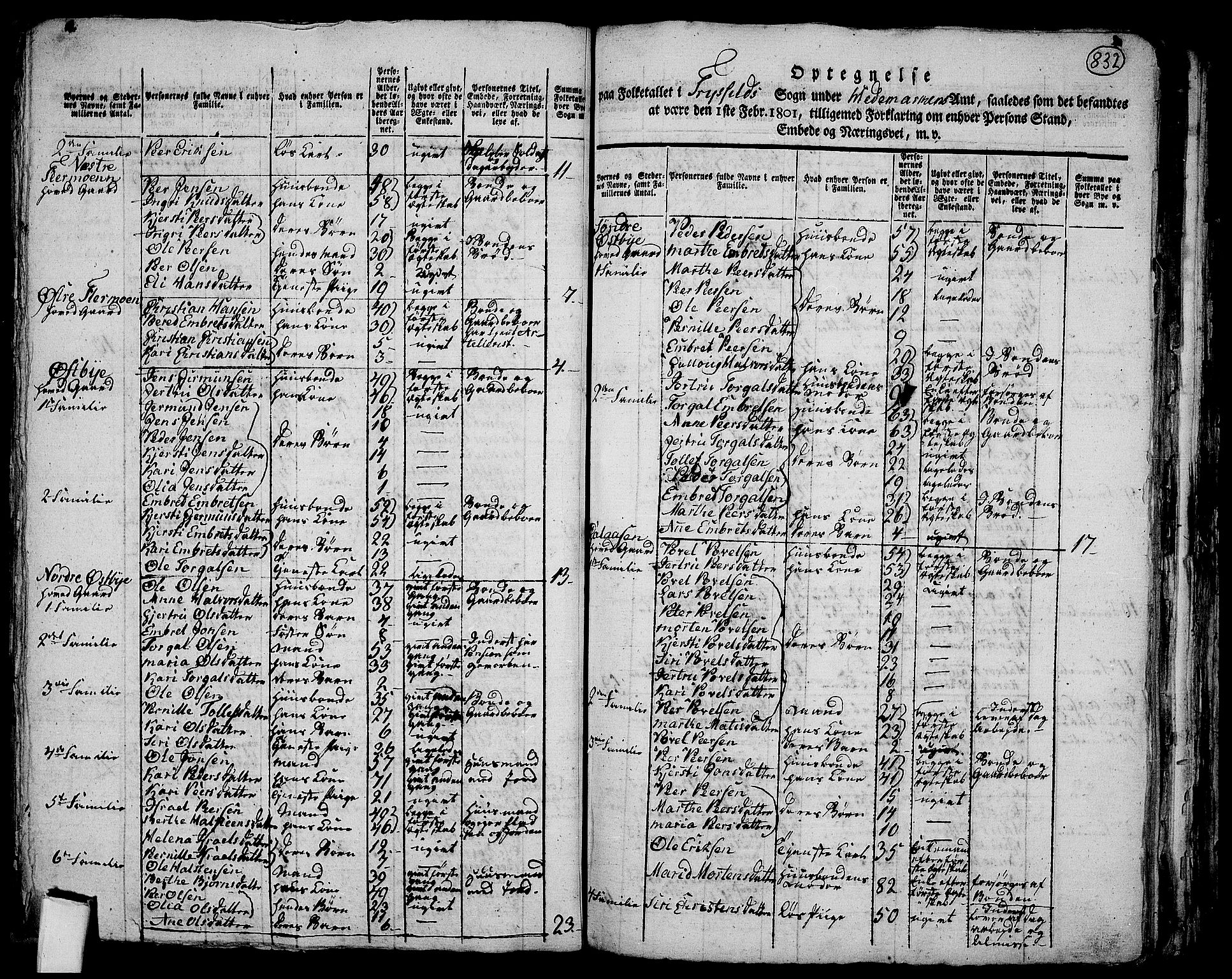 RA, 1801 census for 0428P Trysil, 1801, p. 831b-832a