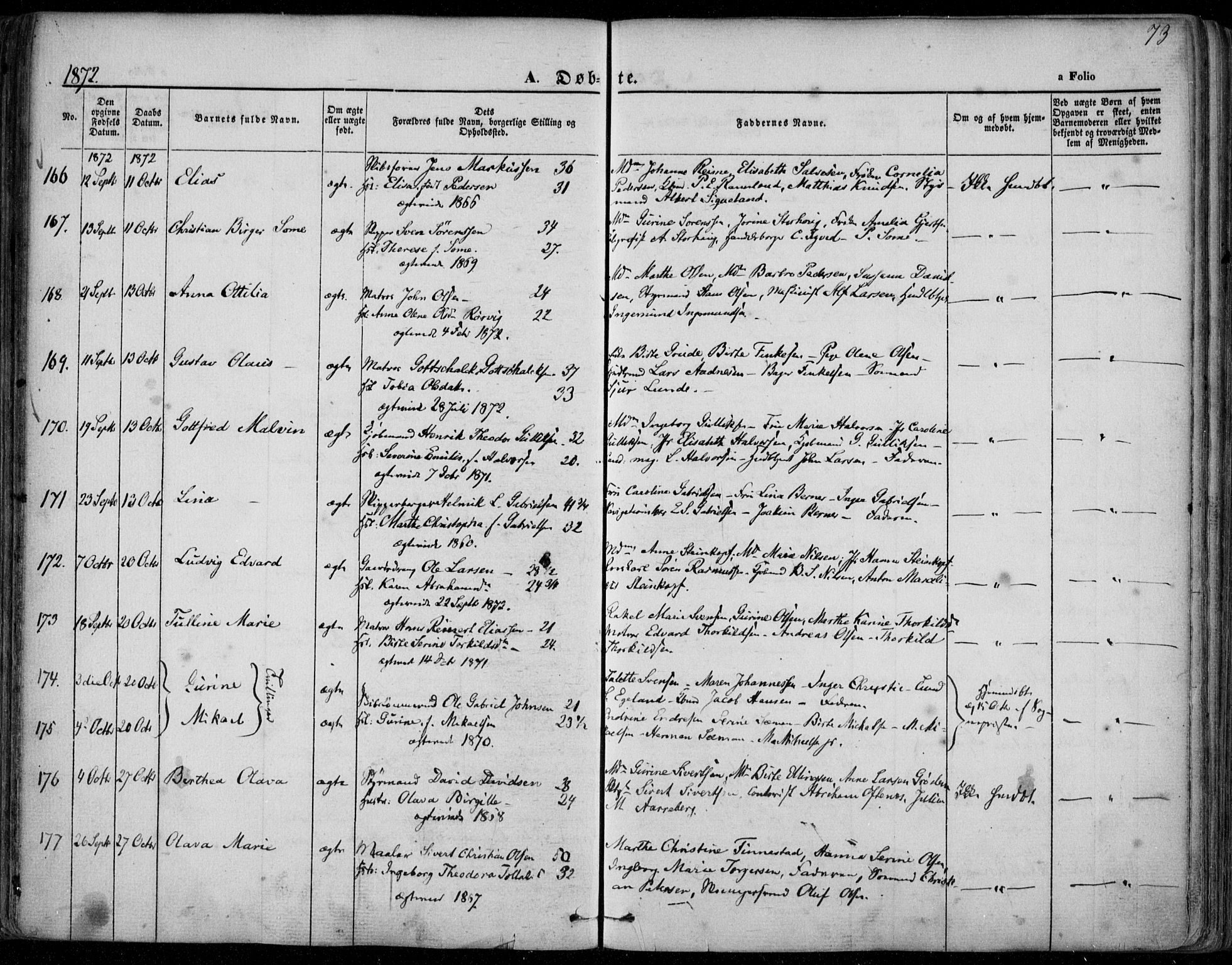 Domkirken sokneprestkontor, AV/SAST-A-101812/001/30/30BA/L0022: Parish register (official) no. A 21, 1868-1877, p. 73