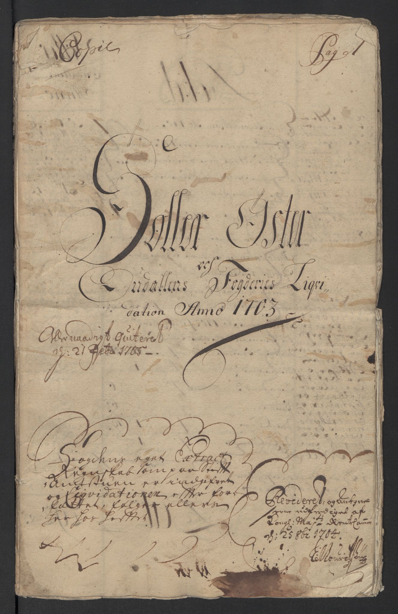 Rentekammeret inntil 1814, Reviderte regnskaper, Fogderegnskap, RA/EA-4092/R13/L0841: Fogderegnskap Solør, Odal og Østerdal, 1703, p. 4