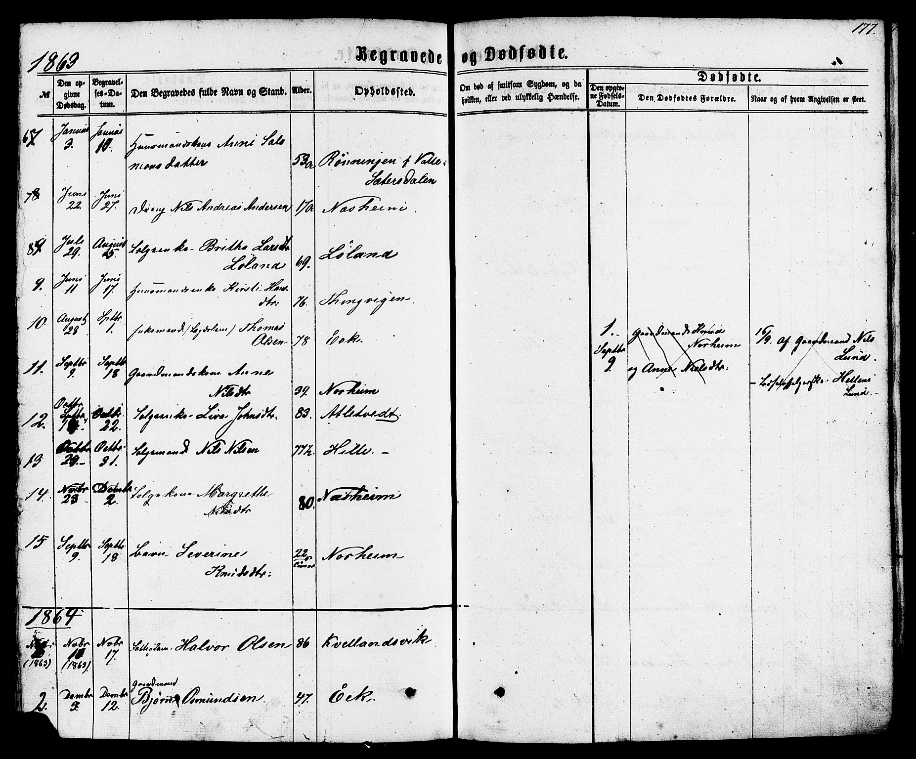 Nedstrand sokneprestkontor, SAST/A-101841/01/IV: Parish register (official) no. A 10, 1861-1887, p. 177