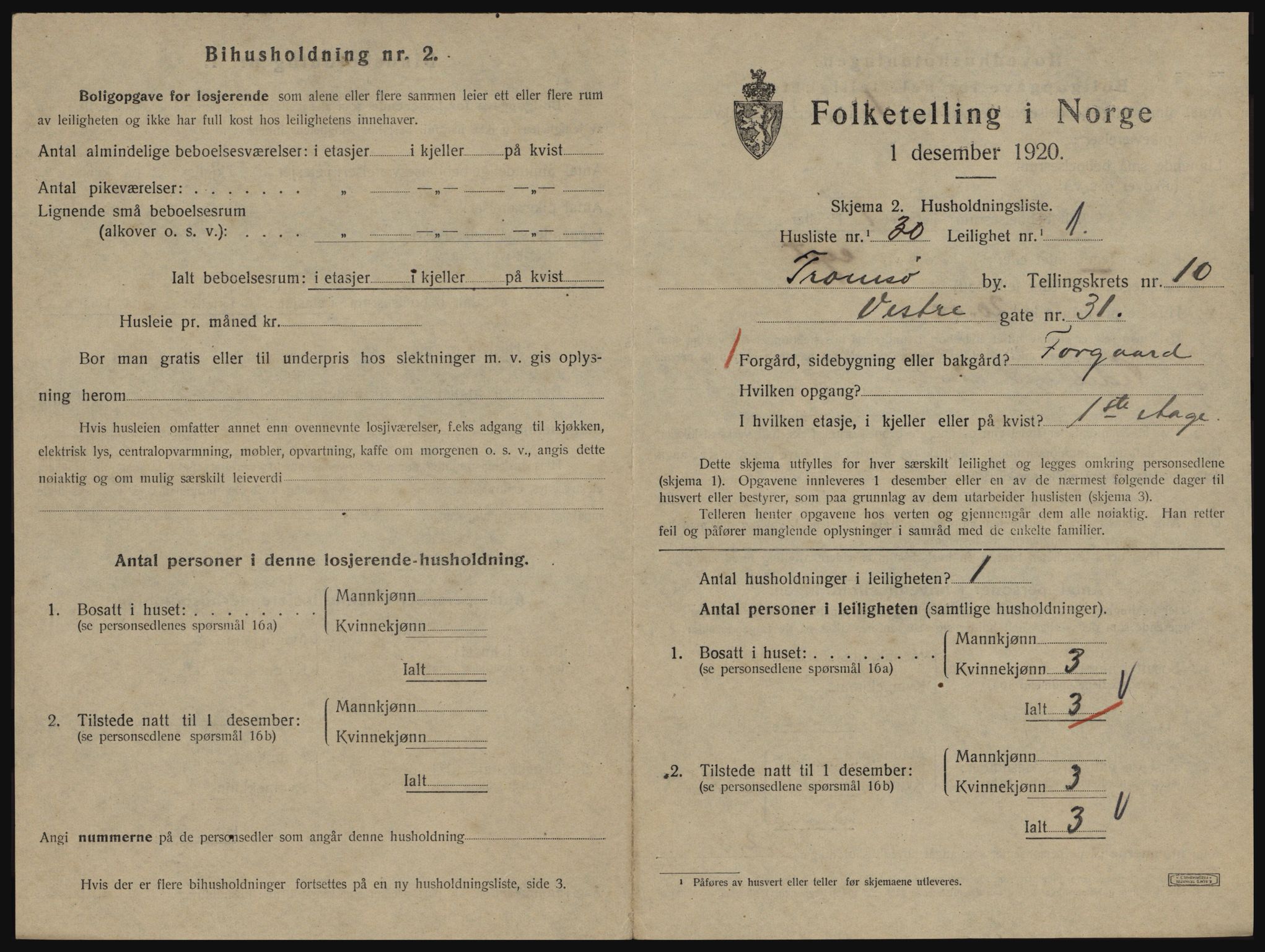 SATØ, 1920 census for Tromsø, 1920, p. 5291