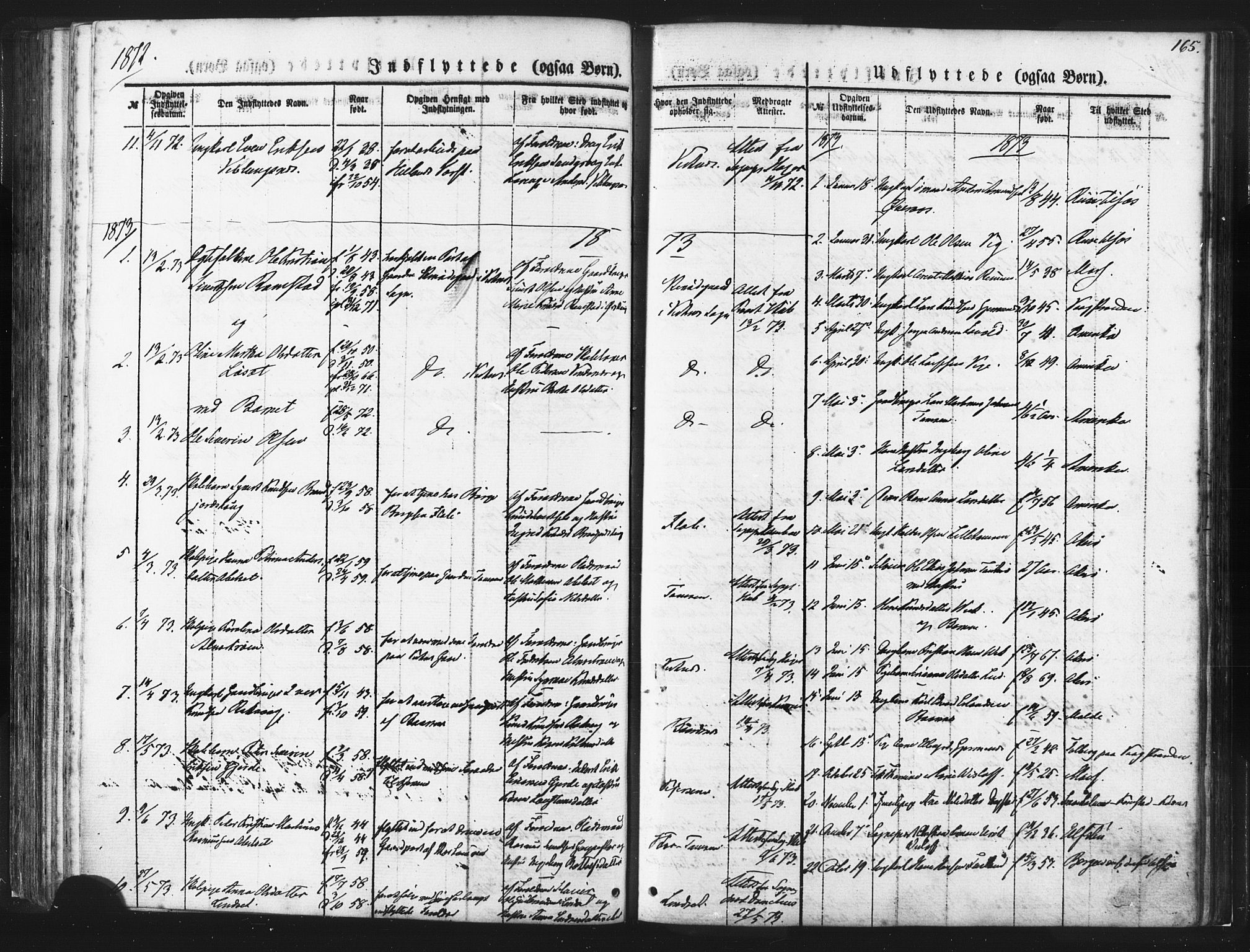 Ministerialprotokoller, klokkerbøker og fødselsregistre - Møre og Romsdal, SAT/A-1454/539/L0530: Parish register (official) no. 539A03, 1872-1886, p. 165