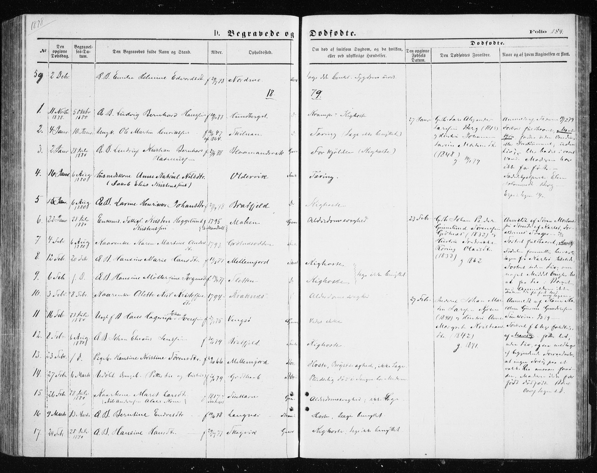 Tromsøysund sokneprestkontor, AV/SATØ-S-1304/G/Ga/L0003kirke: Parish register (official) no. 3, 1875-1880, p. 184