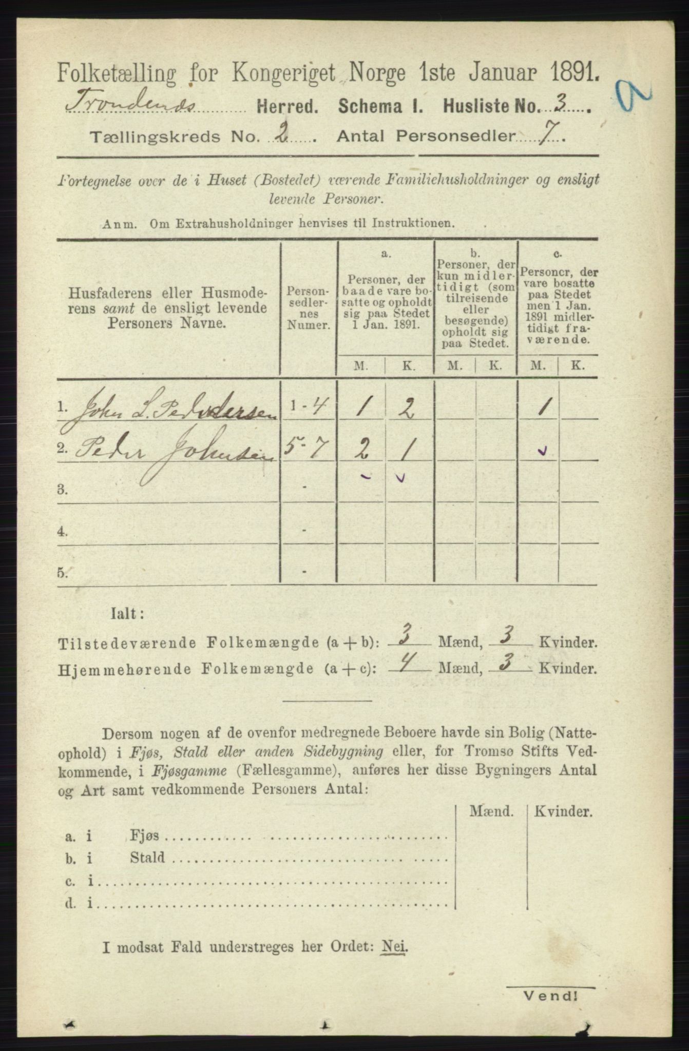 RA, 1891 census for 1914 Trondenes, 1891, p. 581