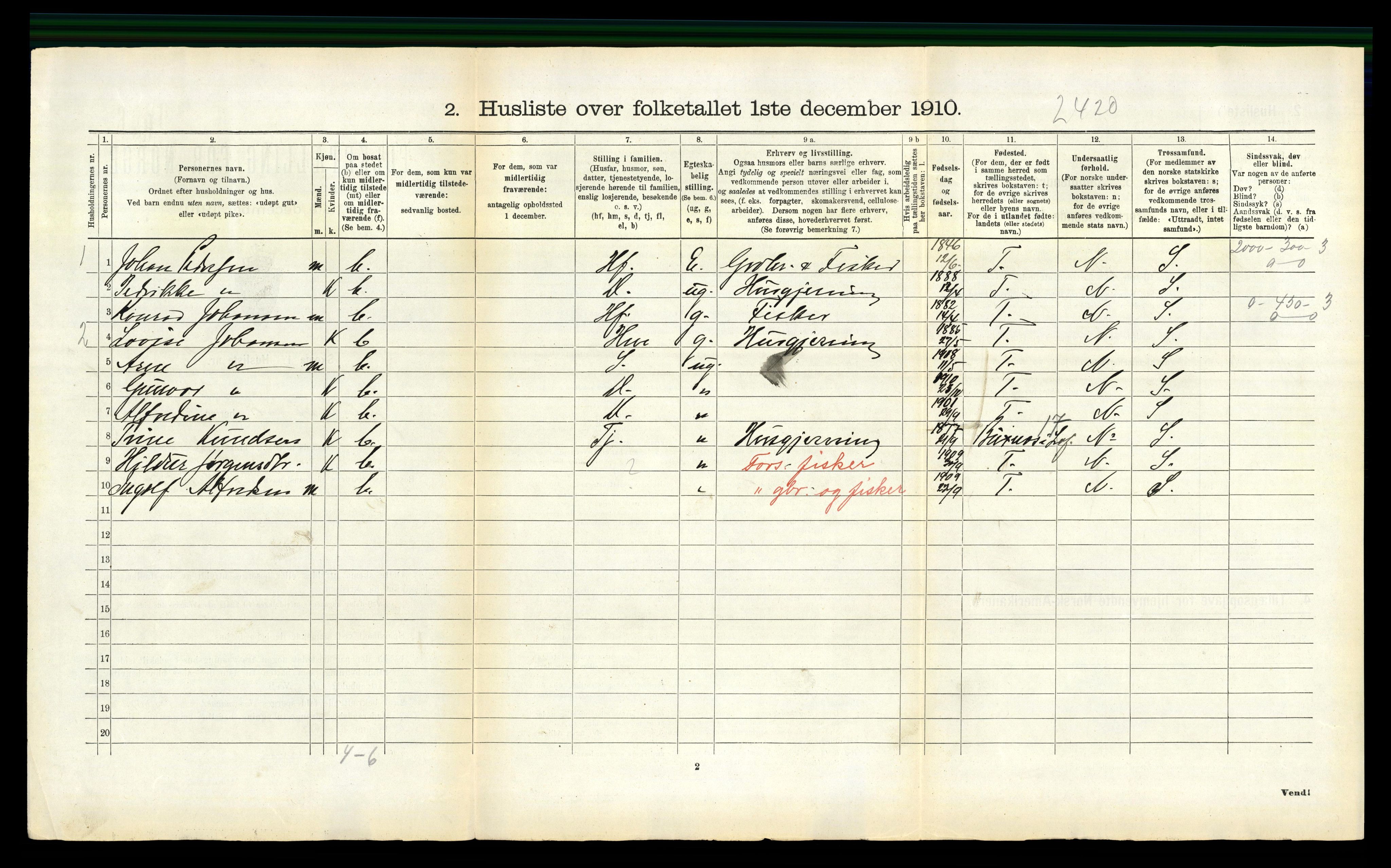 RA, 1910 census for Gildeskål, 1910, p. 582