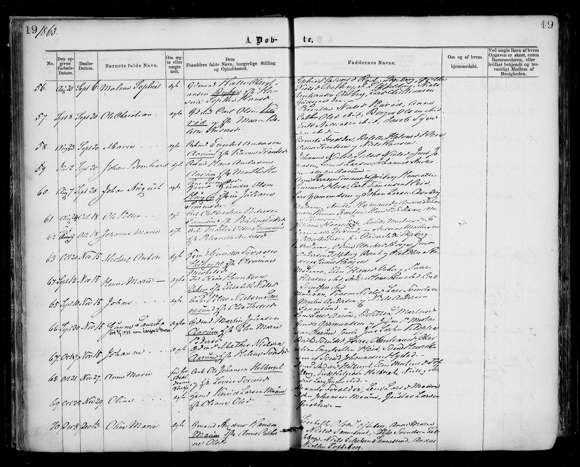 Borge prestekontor Kirkebøker, SAO/A-10903/F/Fa/L0006: Parish register (official) no. I 6, 1861-1874, p. 19
