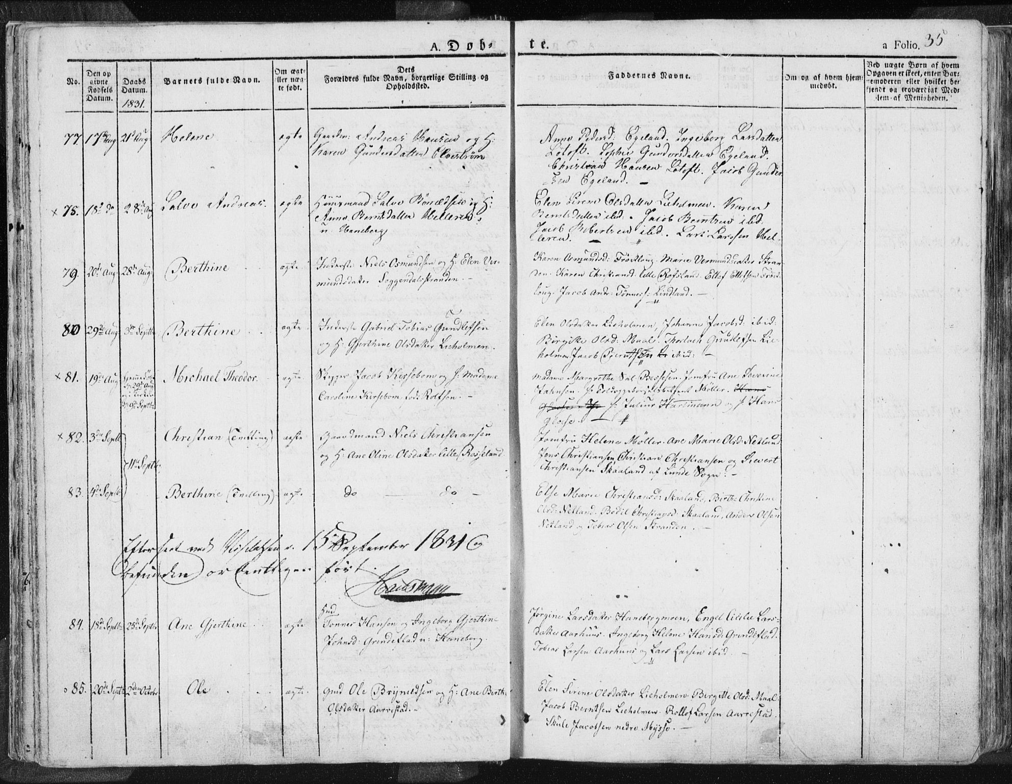 Sokndal sokneprestkontor, AV/SAST-A-101808: Parish register (official) no. A 7.1, 1826-1842, p. 35