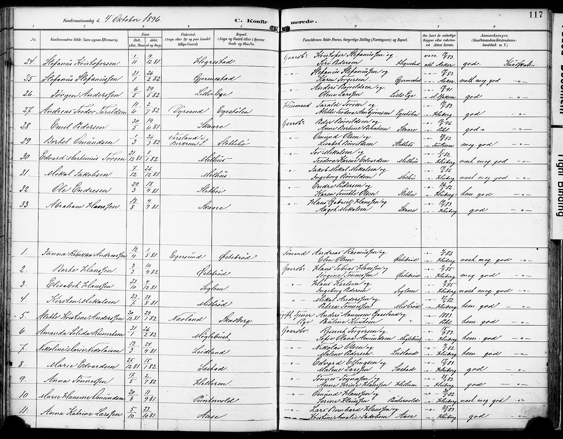 Eigersund sokneprestkontor, SAST/A-101807/S08/L0018: Parish register (official) no. A 17, 1892-1905, p. 117