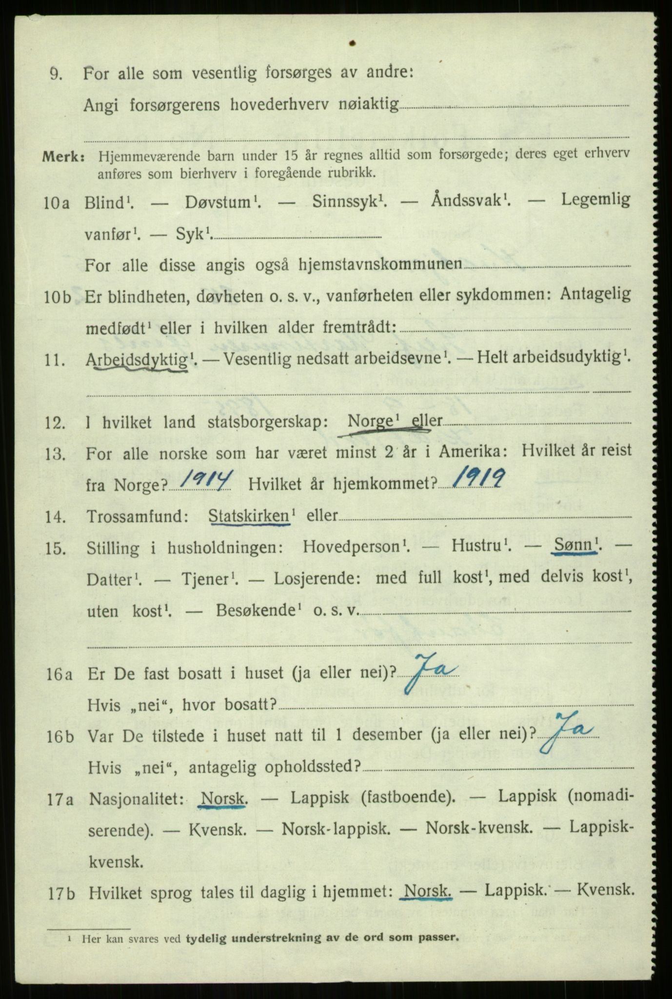 SATØ, 1920 census for Kvæfjord, 1920, p. 6926