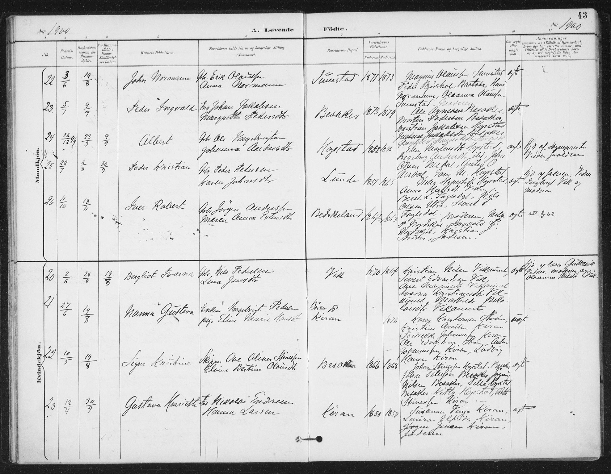 Ministerialprotokoller, klokkerbøker og fødselsregistre - Sør-Trøndelag, AV/SAT-A-1456/657/L0708: Parish register (official) no. 657A09, 1894-1904, p. 43