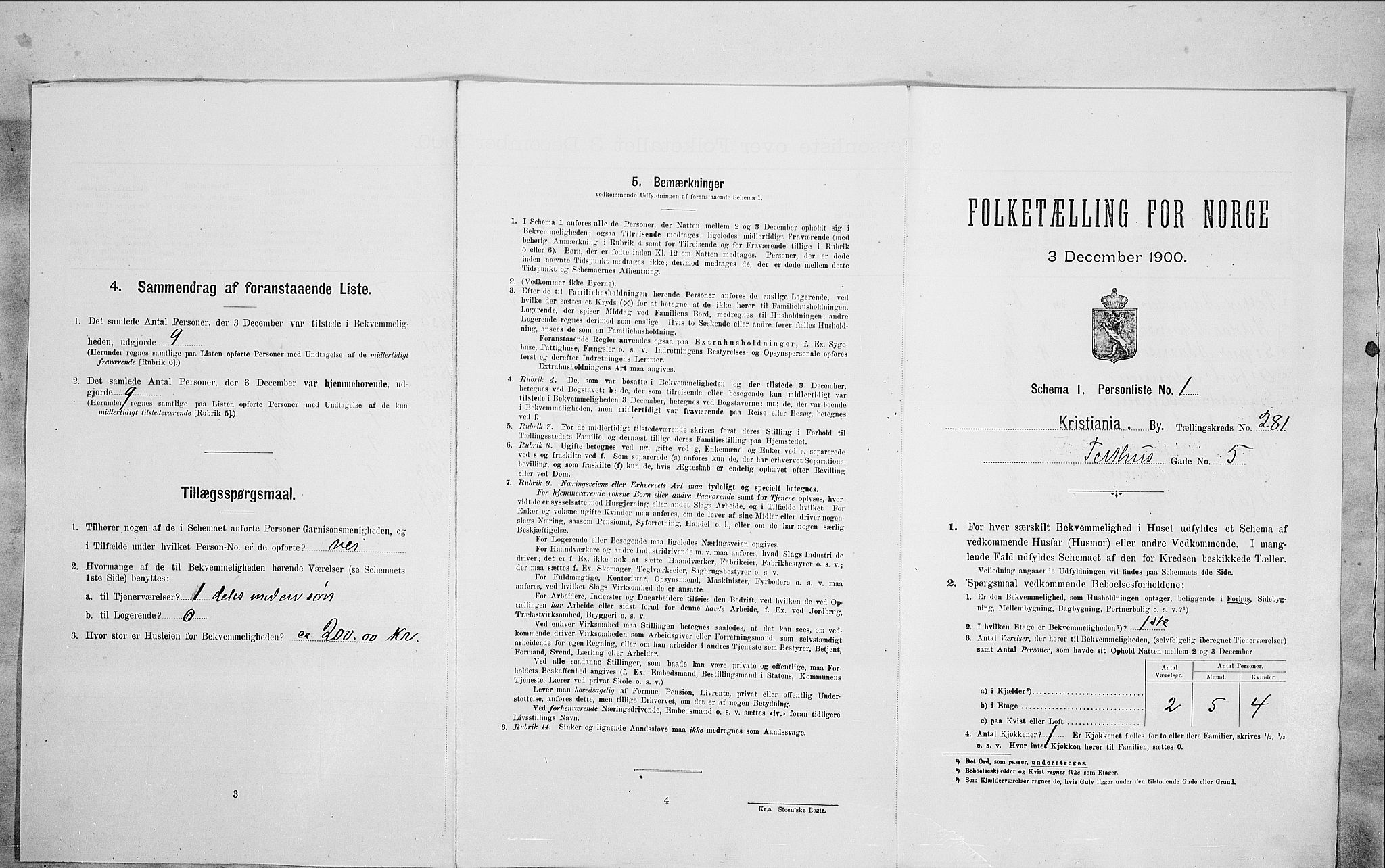 SAO, 1900 census for Kristiania, 1900, p. 96276