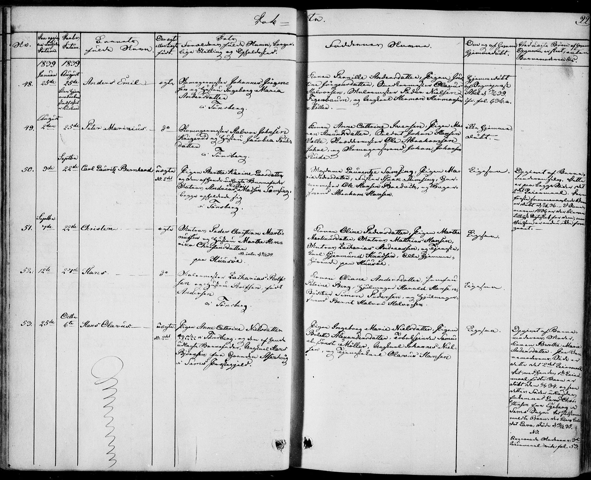 Tønsberg kirkebøker, AV/SAKO-A-330/F/Fa/L0006: Parish register (official) no. I 6, 1836-1844, p. 22