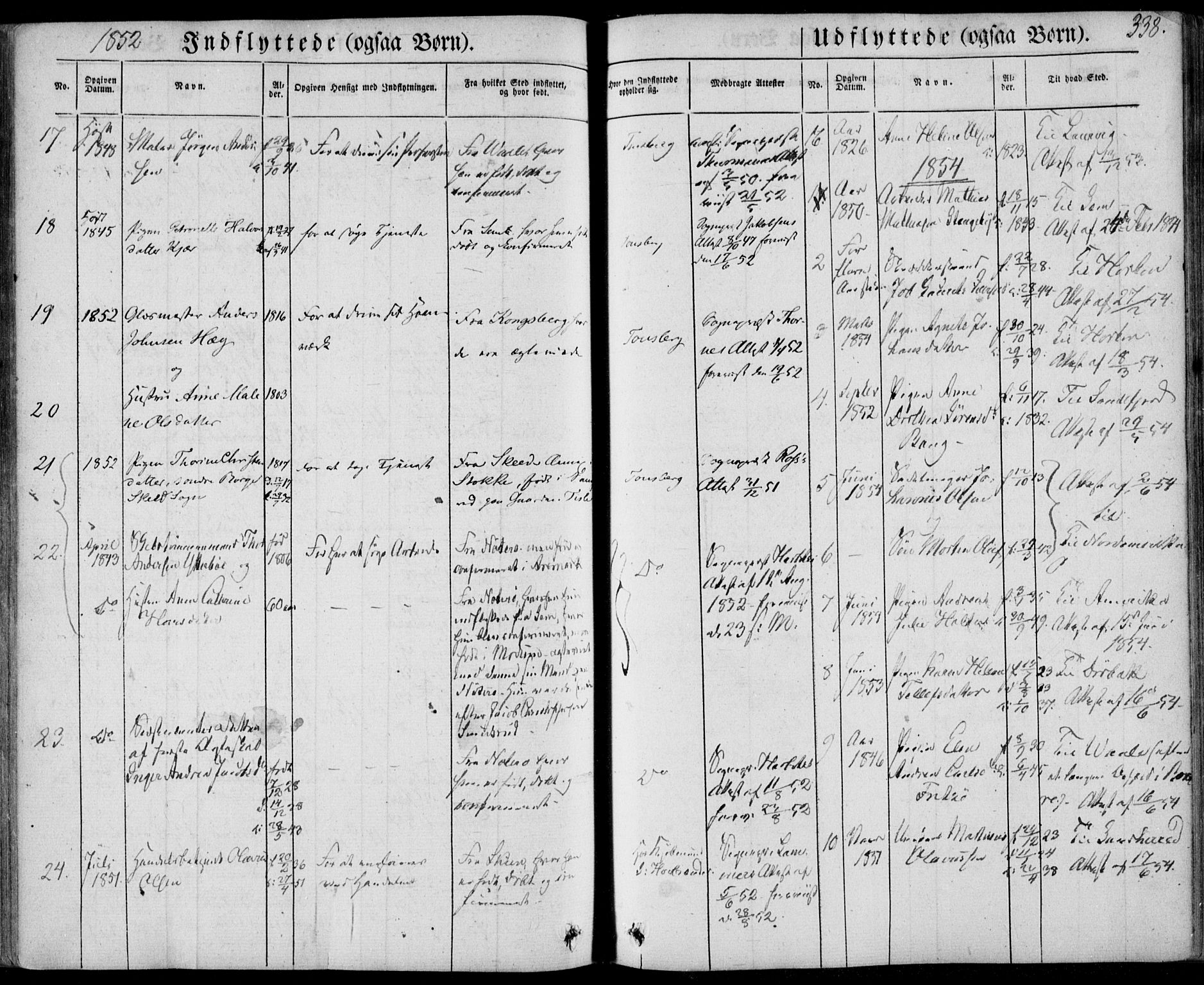 Tønsberg kirkebøker, AV/SAKO-A-330/F/Fa/L0007: Parish register (official) no. I 7, 1845-1854, p. 338