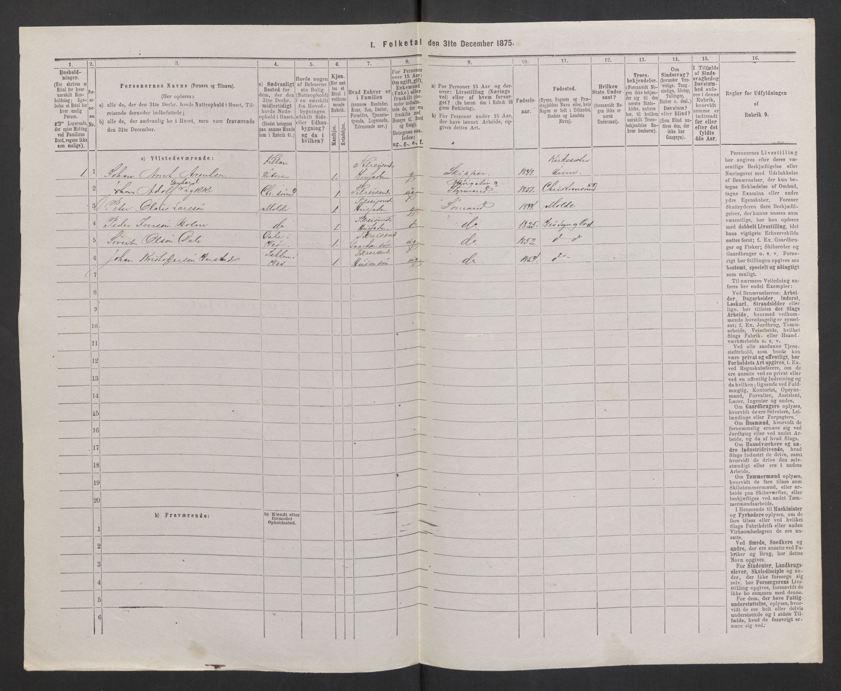 RA, 1875 census, lists of crew on ships: Ships in domestic ports, 1875, p. 1101