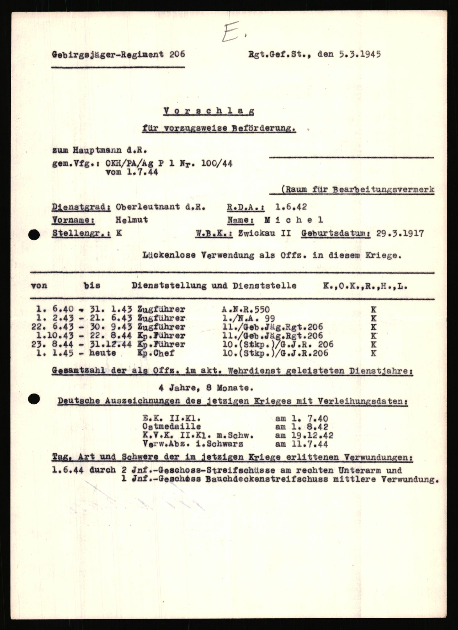 Forsvarets Overkommando. 2 kontor. Arkiv 11.4. Spredte tyske arkivsaker, AV/RA-RAFA-7031/D/Dar/Dara/L0018: Personalbøker, 1940-1945, p. 1163