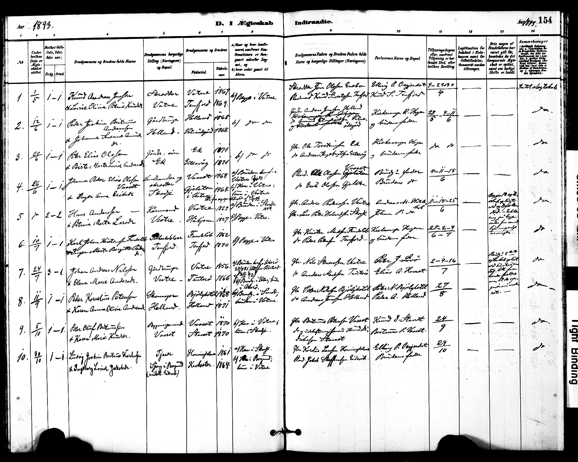 Ministerialprotokoller, klokkerbøker og fødselsregistre - Møre og Romsdal, AV/SAT-A-1454/525/L0374: Parish register (official) no. 525A04, 1880-1899, p. 154