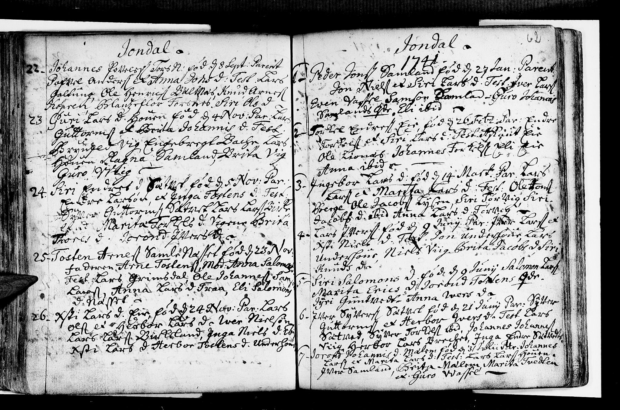 Strandebarm sokneprestembete, SAB/A-78401/H/Haa: Parish register (official) no. A 2 /2, 1727-1750, p. 62