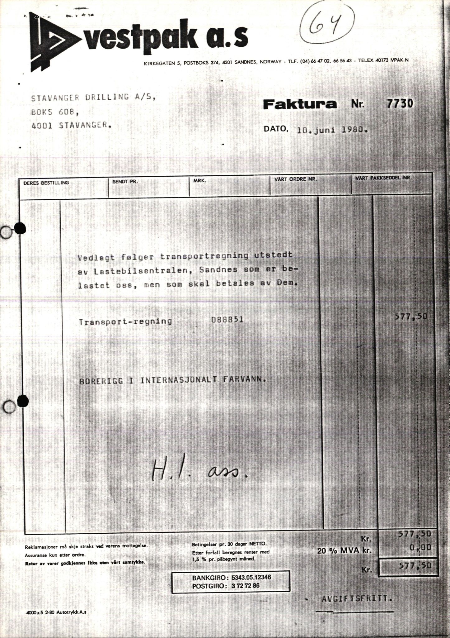 Pa 1503 - Stavanger Drilling AS, AV/SAST-A-101906/2/E/Ec/Eca/L0013: Sak og korrespondanse, 1980-1982