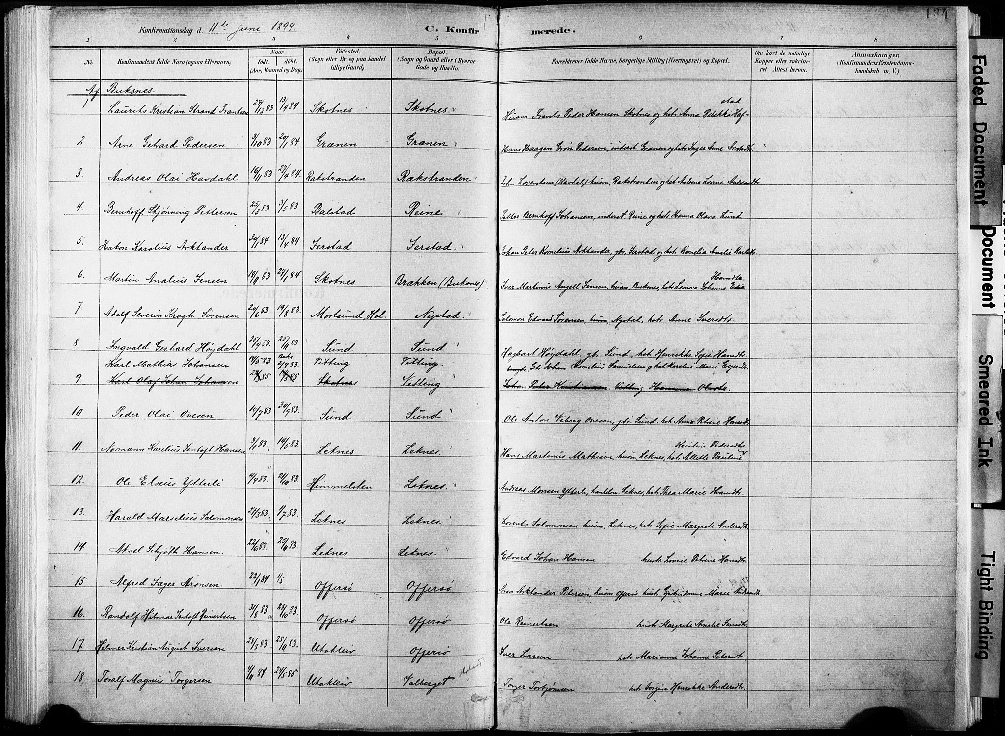 Ministerialprotokoller, klokkerbøker og fødselsregistre - Nordland, AV/SAT-A-1459/881/L1151: Parish register (official) no. 881A04, 1899-1907, p. 134