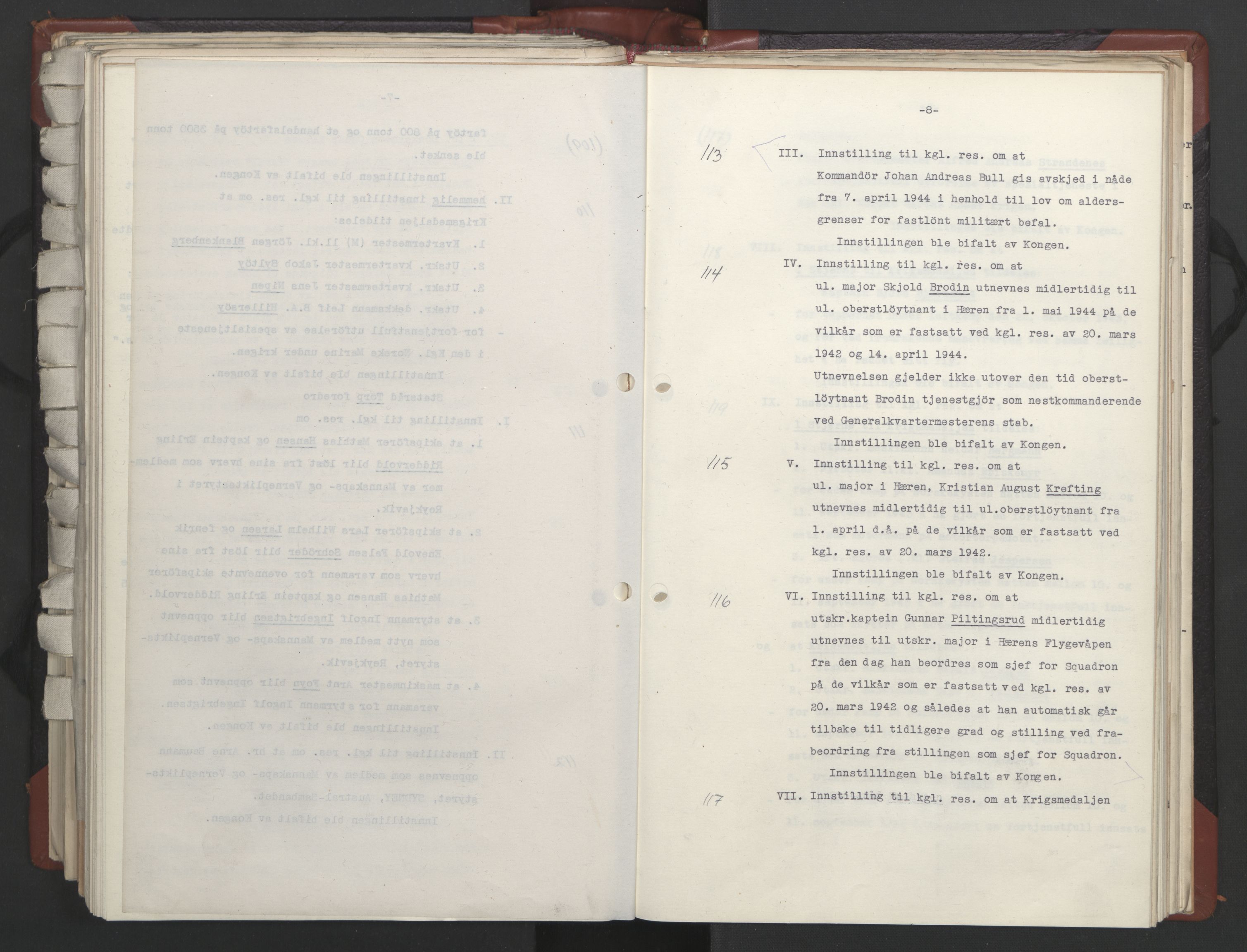 Statsrådssekretariatet, AV/RA-S-1001/A/Ac/L0124: Kgl. res. 14/1-30/6, 1944, p. 374