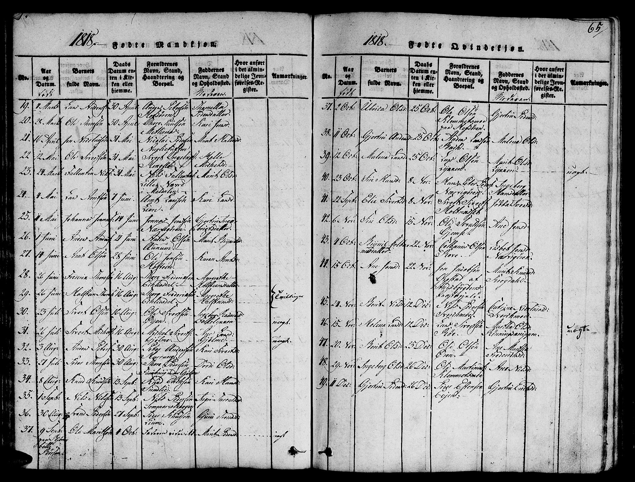 Ministerialprotokoller, klokkerbøker og fødselsregistre - Sør-Trøndelag, AV/SAT-A-1456/668/L0803: Parish register (official) no. 668A03, 1800-1826, p. 65