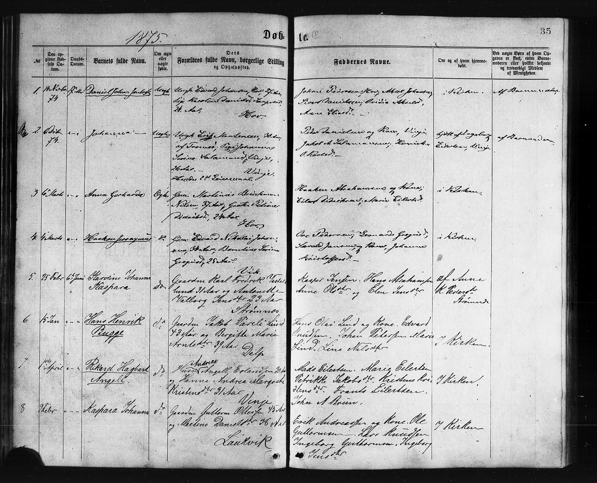 Ministerialprotokoller, klokkerbøker og fødselsregistre - Nordland, AV/SAT-A-1459/876/L1096: Parish register (official) no. 876A02, 1870-1886, p. 35