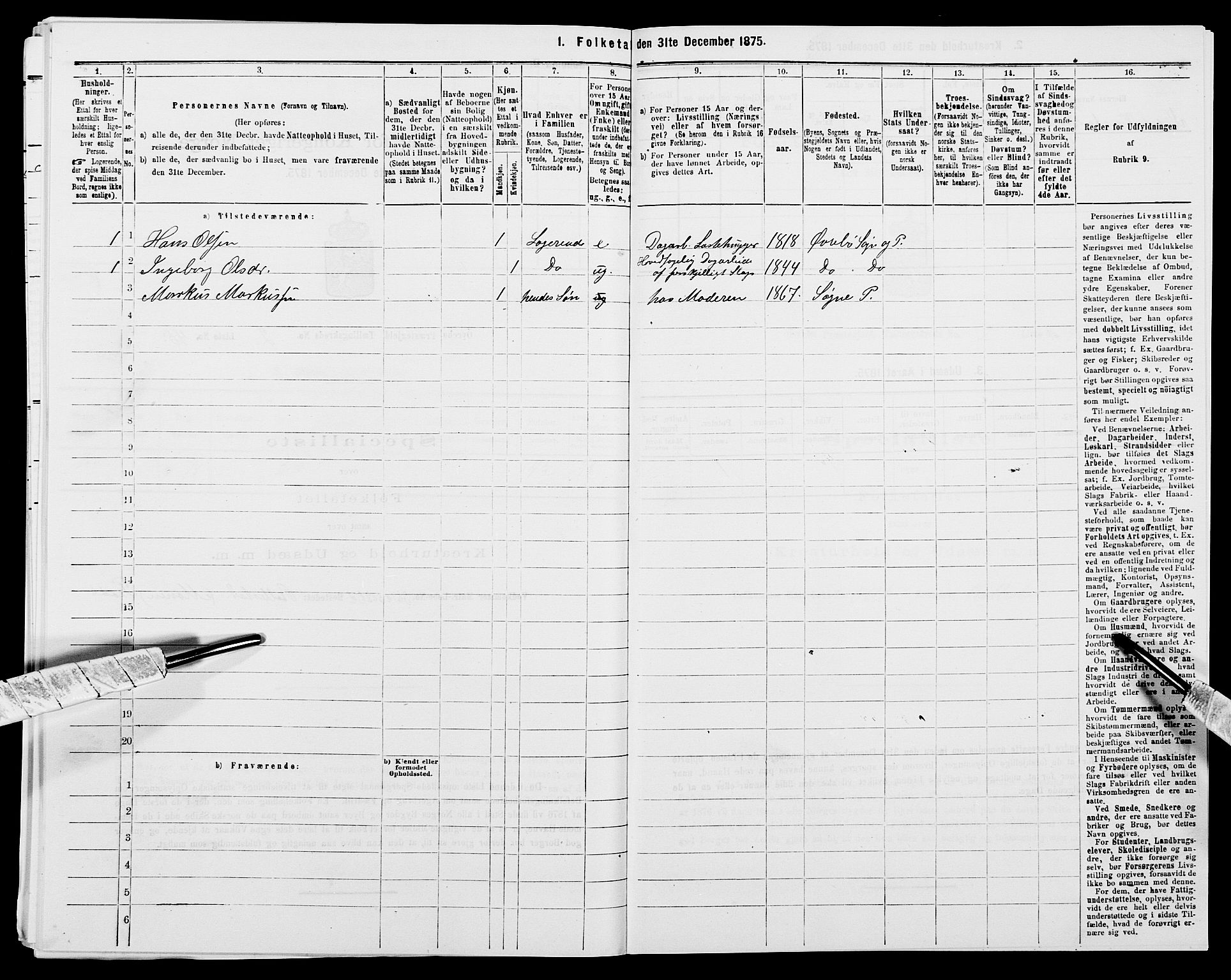 SAK, 1875 census for 1016P Øvrebø, 1875, p. 264