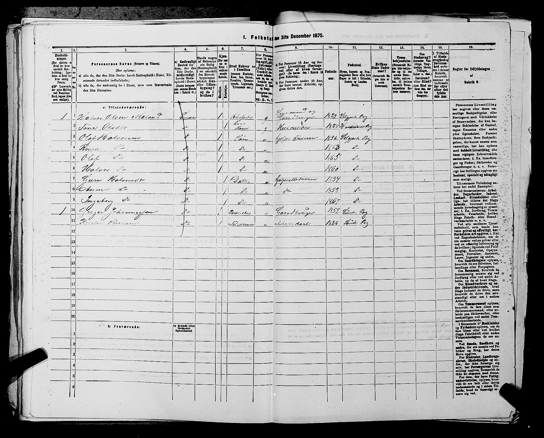 SAKO, 1875 census for 0820P Lunde, 1875, p. 457