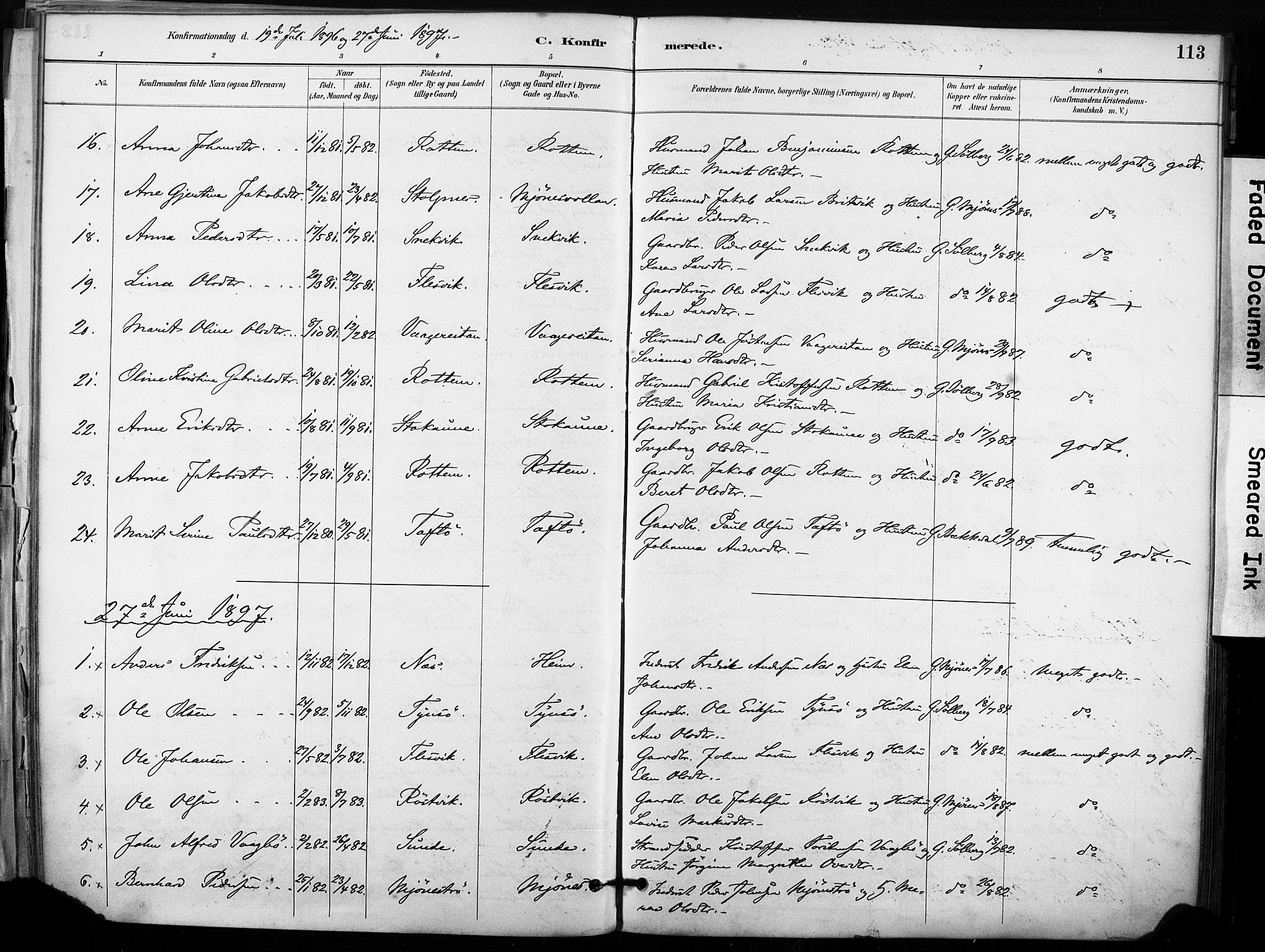 Ministerialprotokoller, klokkerbøker og fødselsregistre - Sør-Trøndelag, SAT/A-1456/633/L0518: Parish register (official) no. 633A01, 1884-1906, p. 113