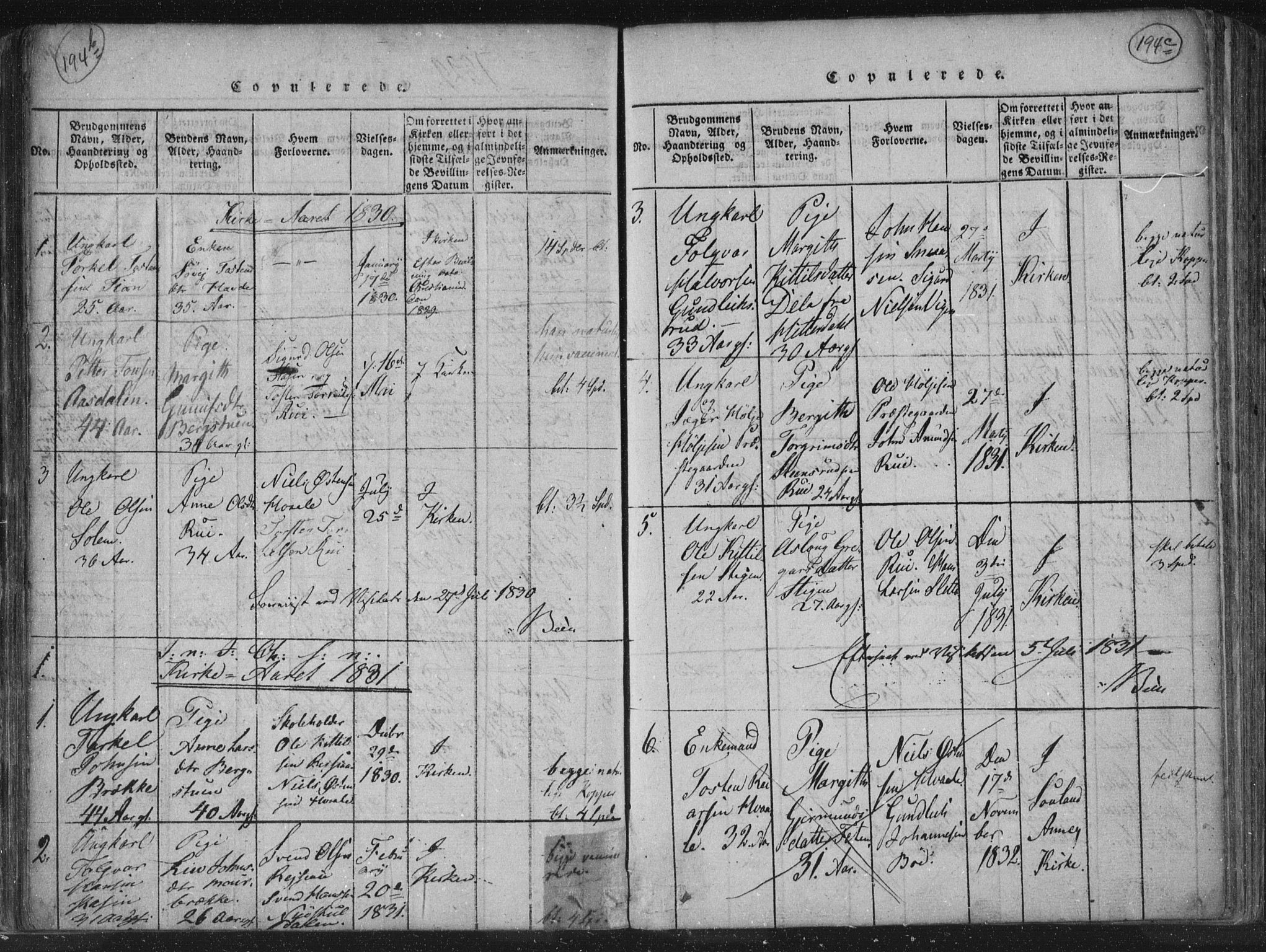 Hjartdal kirkebøker, SAKO/A-270/F/Fc/L0001: Parish register (official) no. III 1, 1815-1843, p. 194