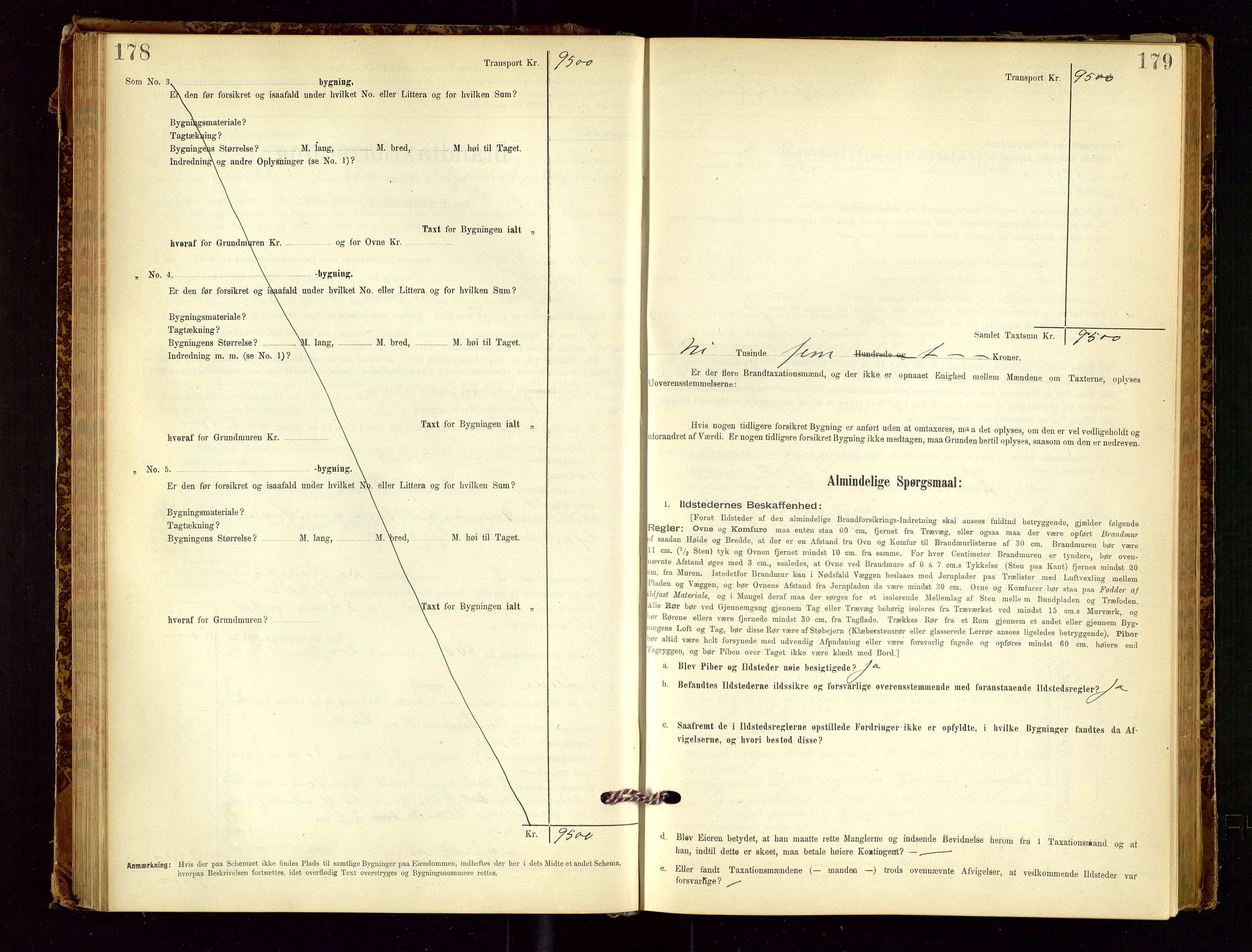 Sand lensmannskontor, SAST/A-100415/Goc/L0001: "Brandtaxationsprotokol", 1895-1935, p. 178-179