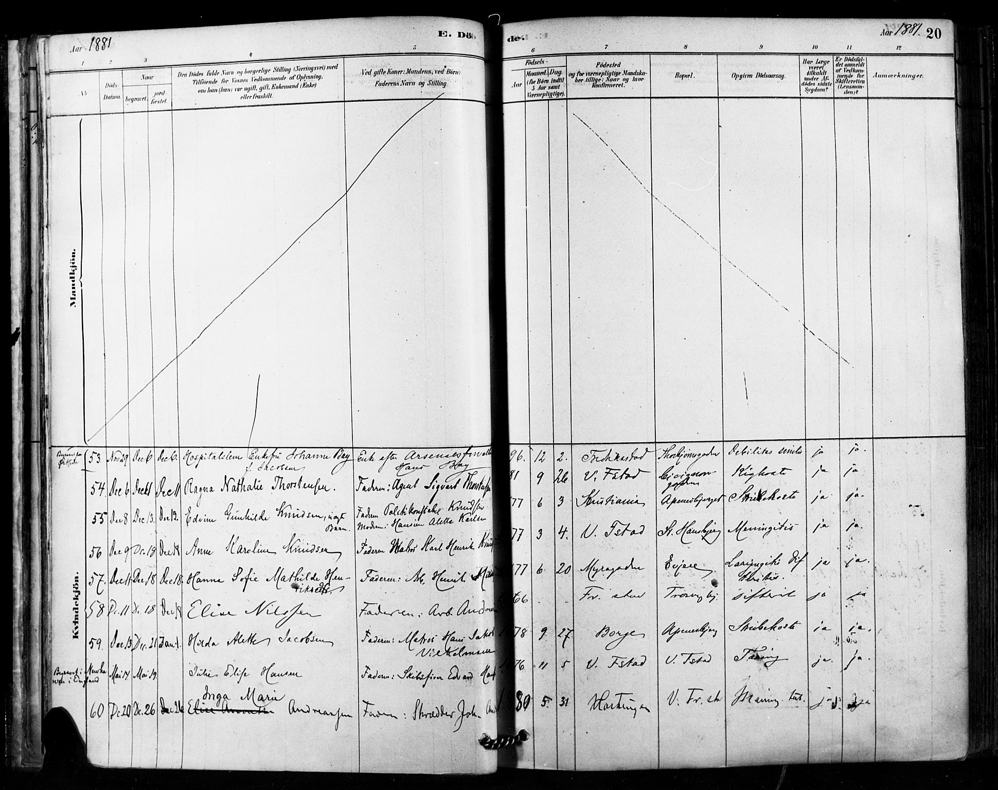 Fredrikstad domkirkes prestekontor Kirkebøker, SAO/A-10906/F/Fa/L0003: Parish register (official) no. 3, 1878-1904, p. 20
