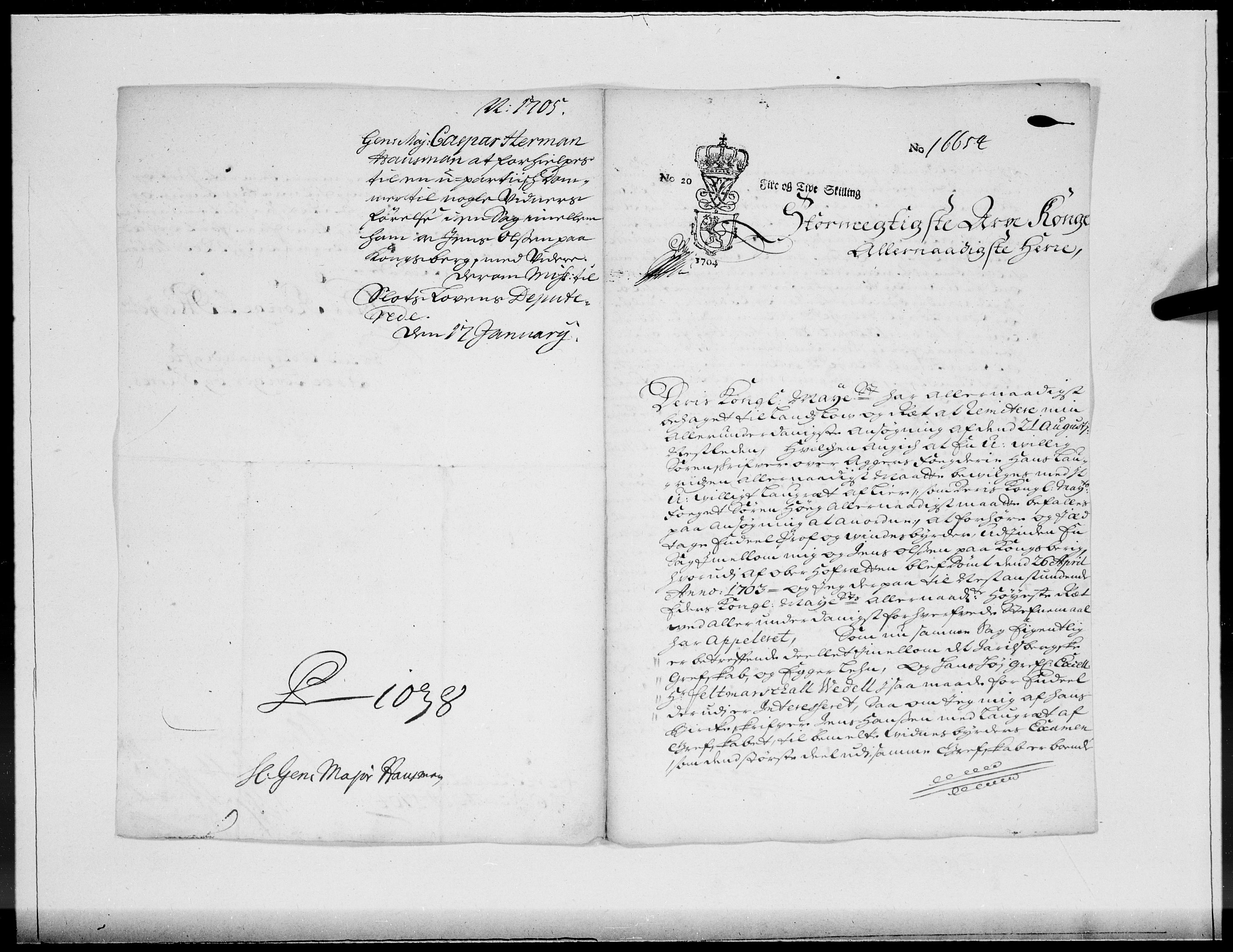 Danske Kanselli 1572-1799, AV/RA-EA-3023/F/Fc/Fcc/Fcca/L0058: Norske innlegg 1572-1799, 1705, p. 8