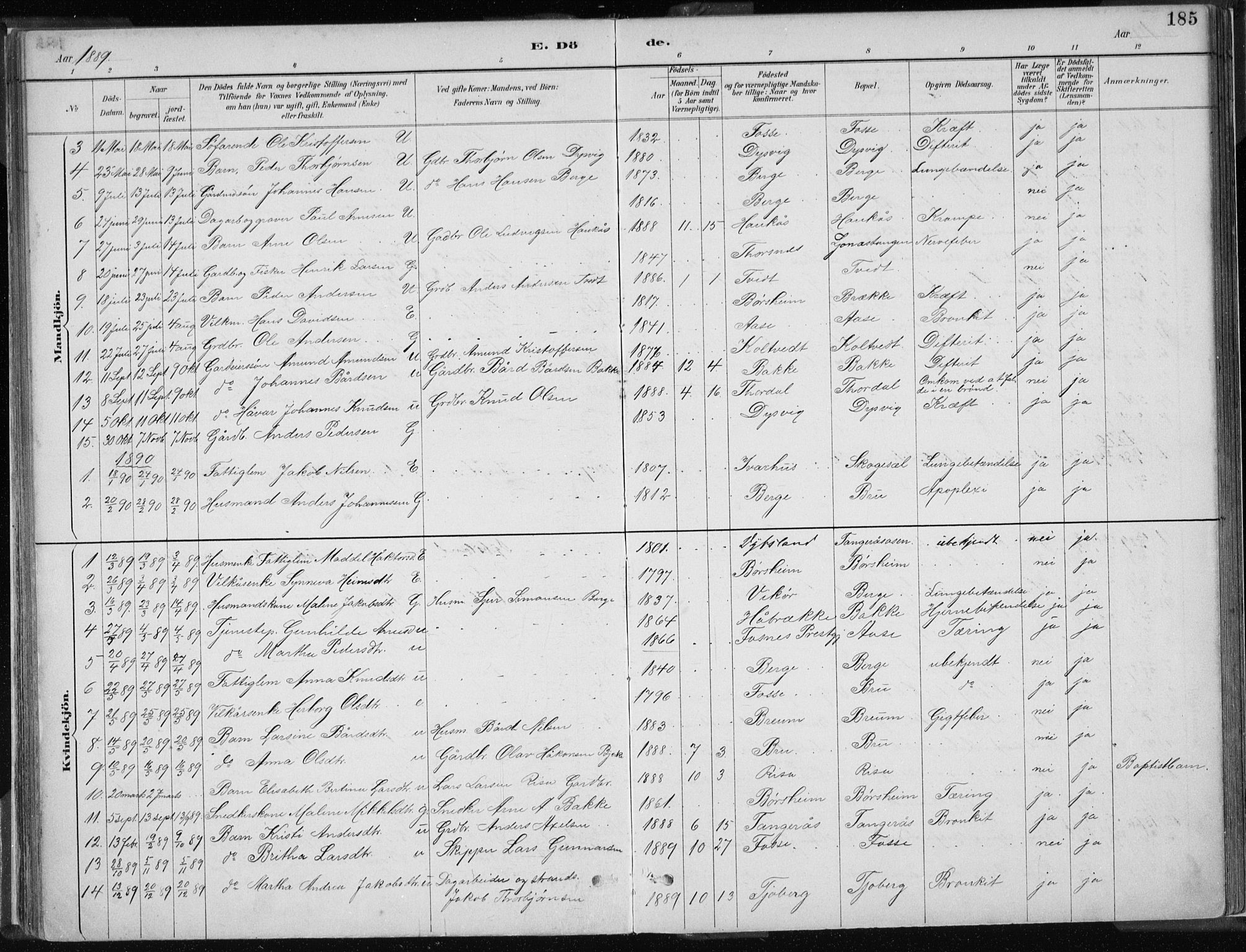 Strandebarm sokneprestembete, AV/SAB-A-78401/H/Haa: Parish register (official) no. B  1, 1886-1908, p. 185