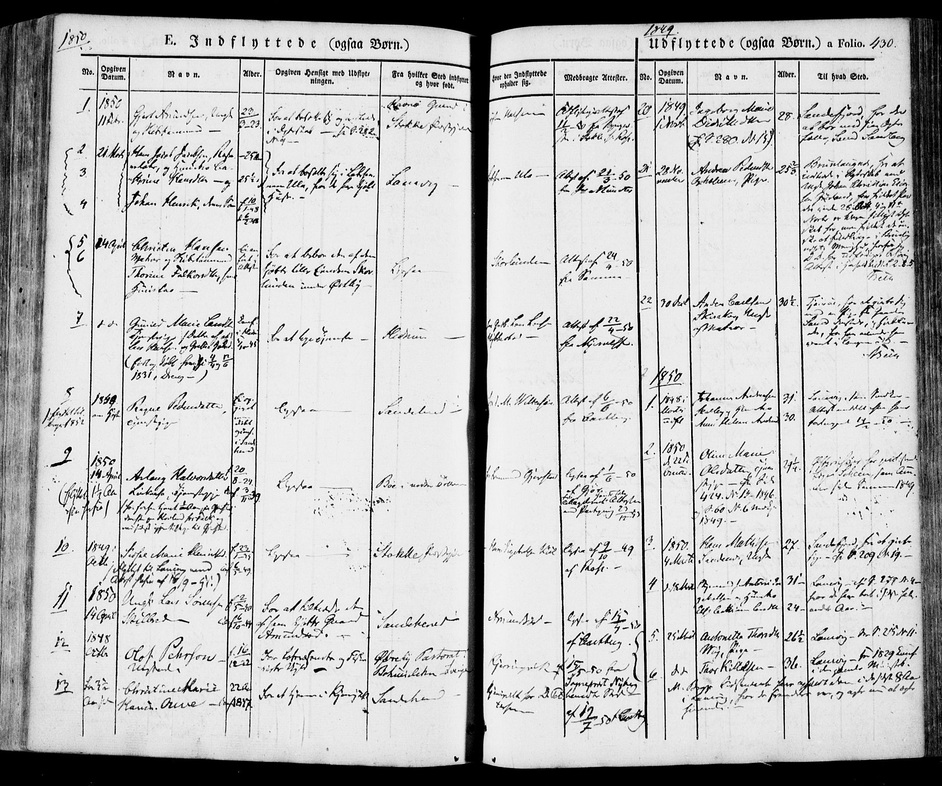 Tjølling kirkebøker, SAKO/A-60/F/Fa/L0006: Parish register (official) no. 6, 1835-1859, p. 430
