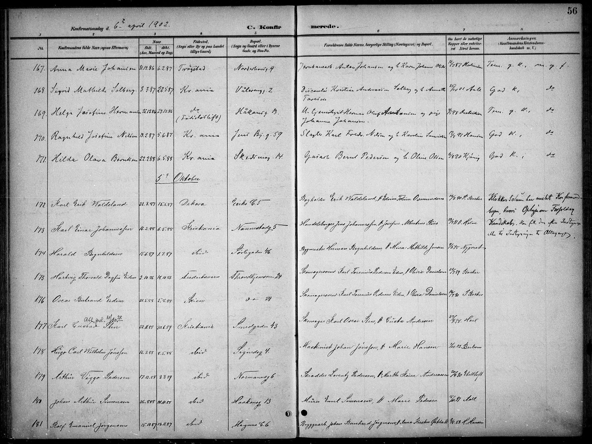 Kampen prestekontor Kirkebøker, AV/SAO-A-10853/F/Fa/L0009: Parish register (official) no. I 9, 1899-1911, p. 56